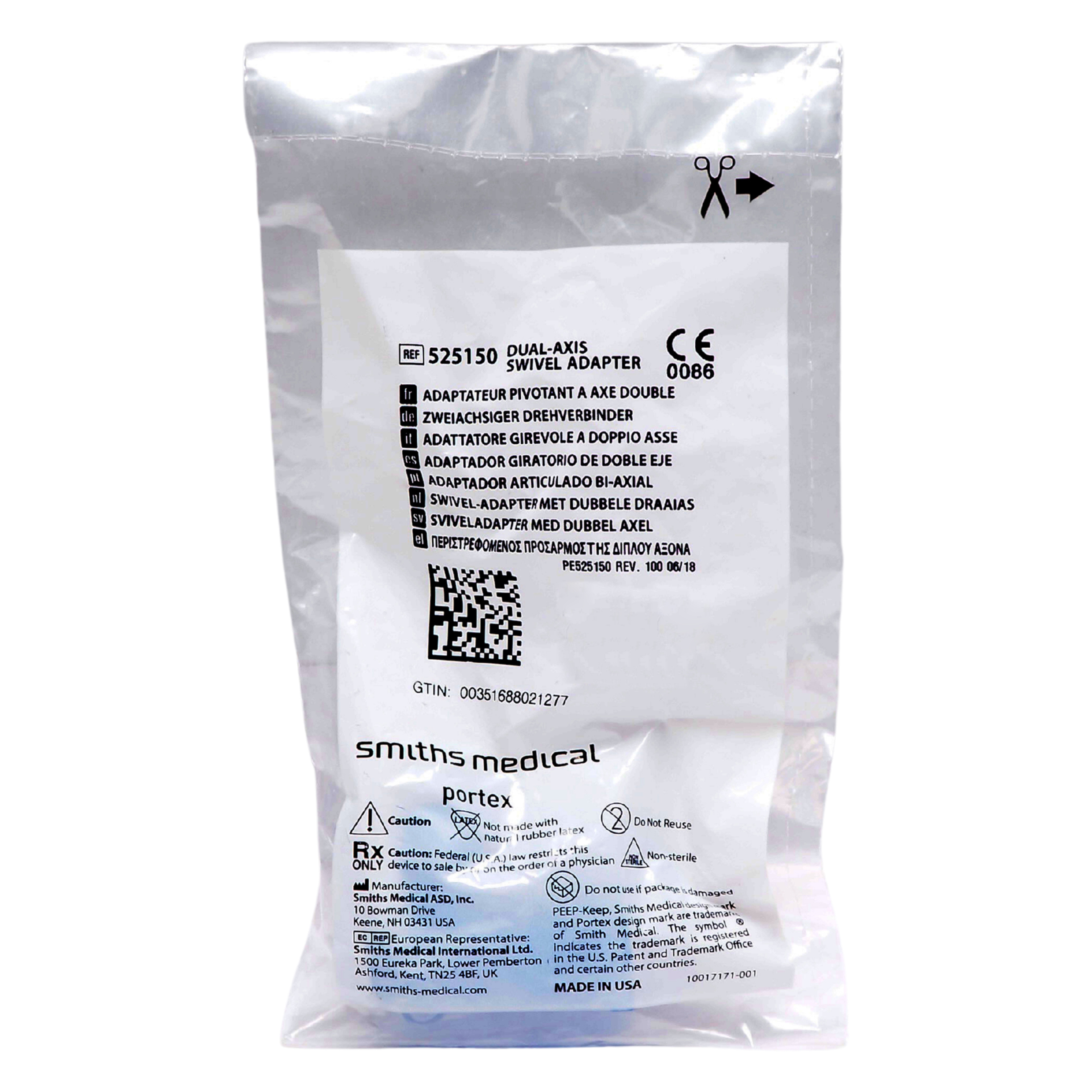Smiths Medical Sterile Standard Dual-Axis Swivel Adapter | 15mm