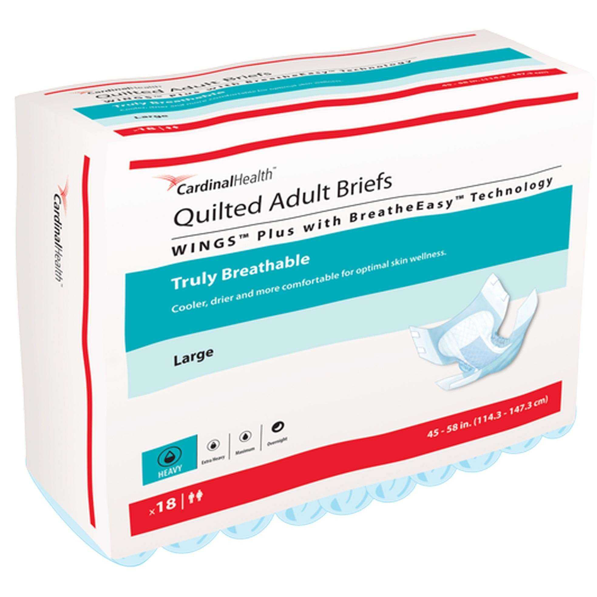 Cardinal Health Wings Plus Quilted Adult Brief with BreatheEasy Technology thumbnail 3
