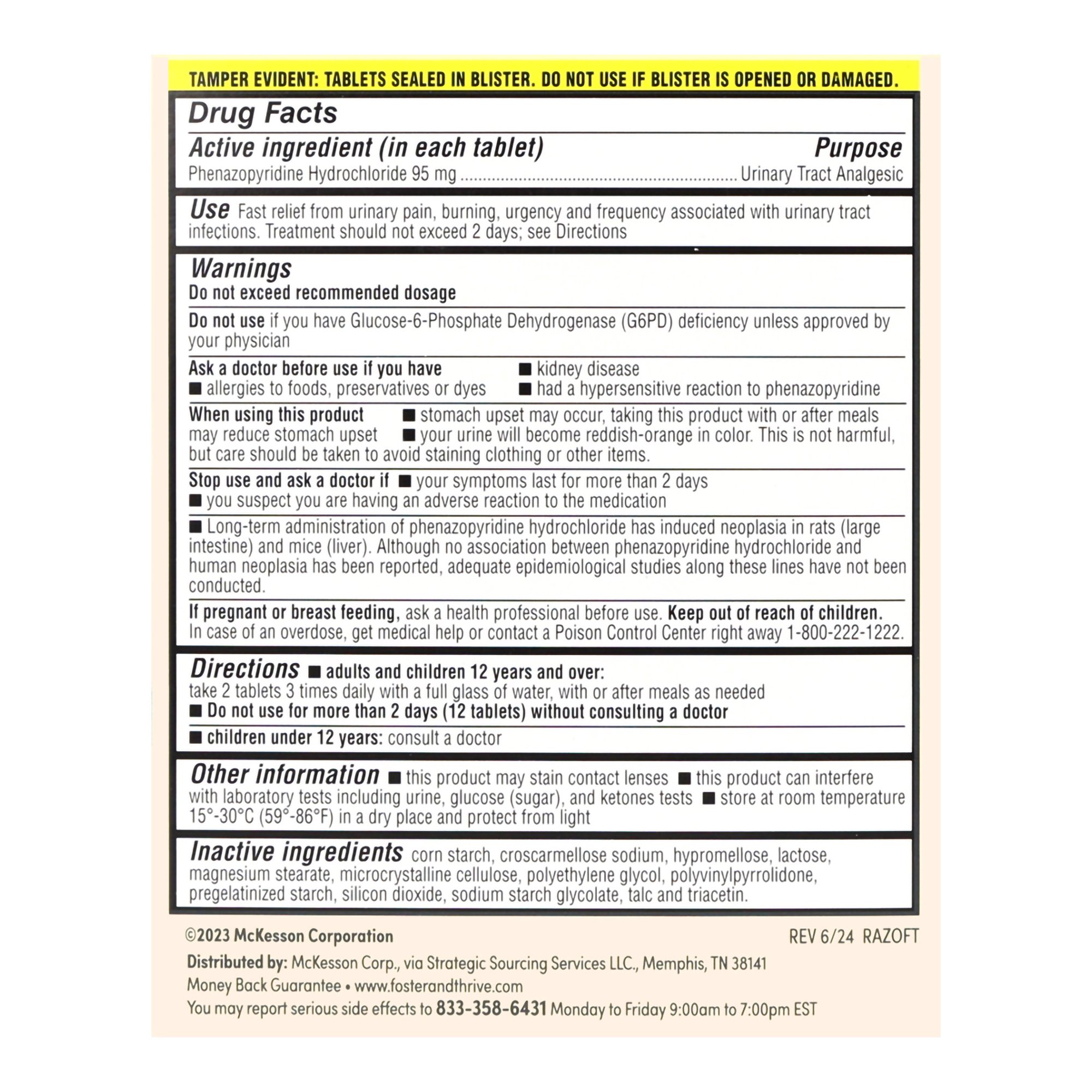 Foster & Thrive Urinary Pain Relief Phenazopyridine HCl tablet - Box of 30 thumbnail 2