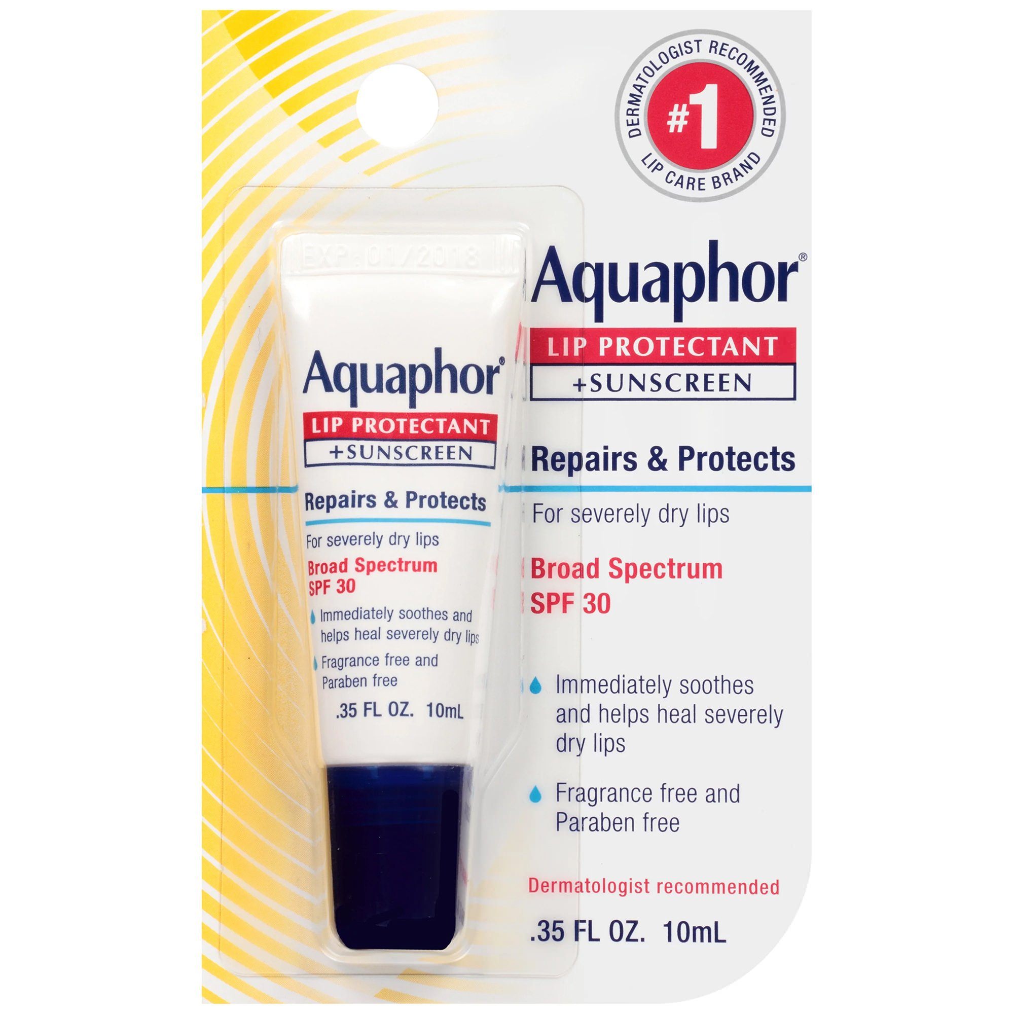 Aquaphor Lip Protectant + Sunscreen, 0.35 oz - Case of 6 - Main image