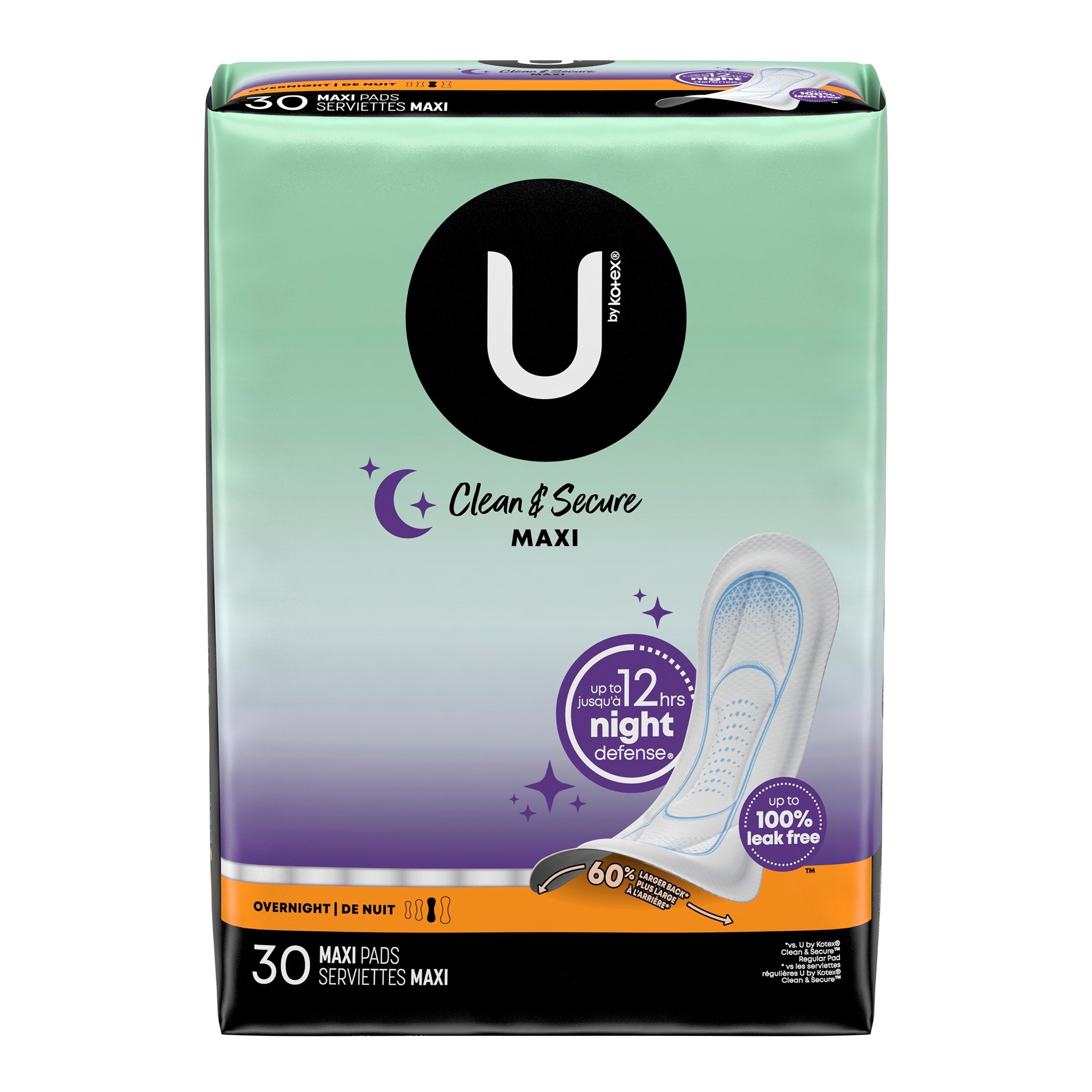 U by Kotex Clean & Secure Overnight Maxi Pads thumbnail 3