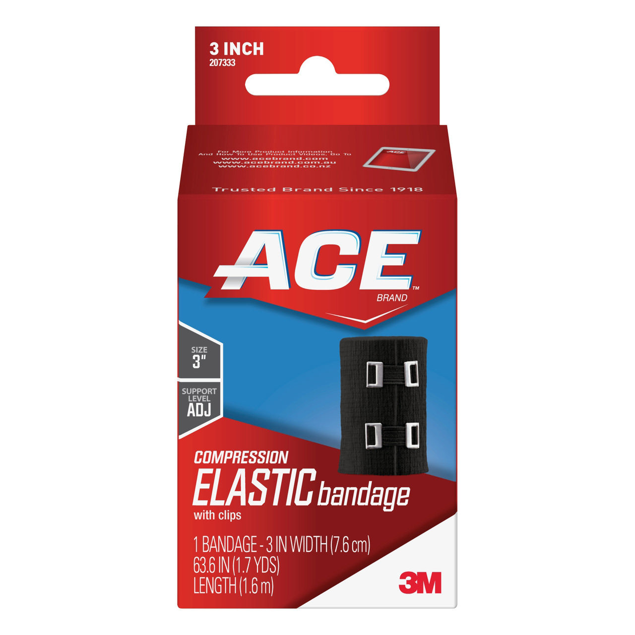 3M Ace Elastic Bandage with Metal Clips, Black - Main image