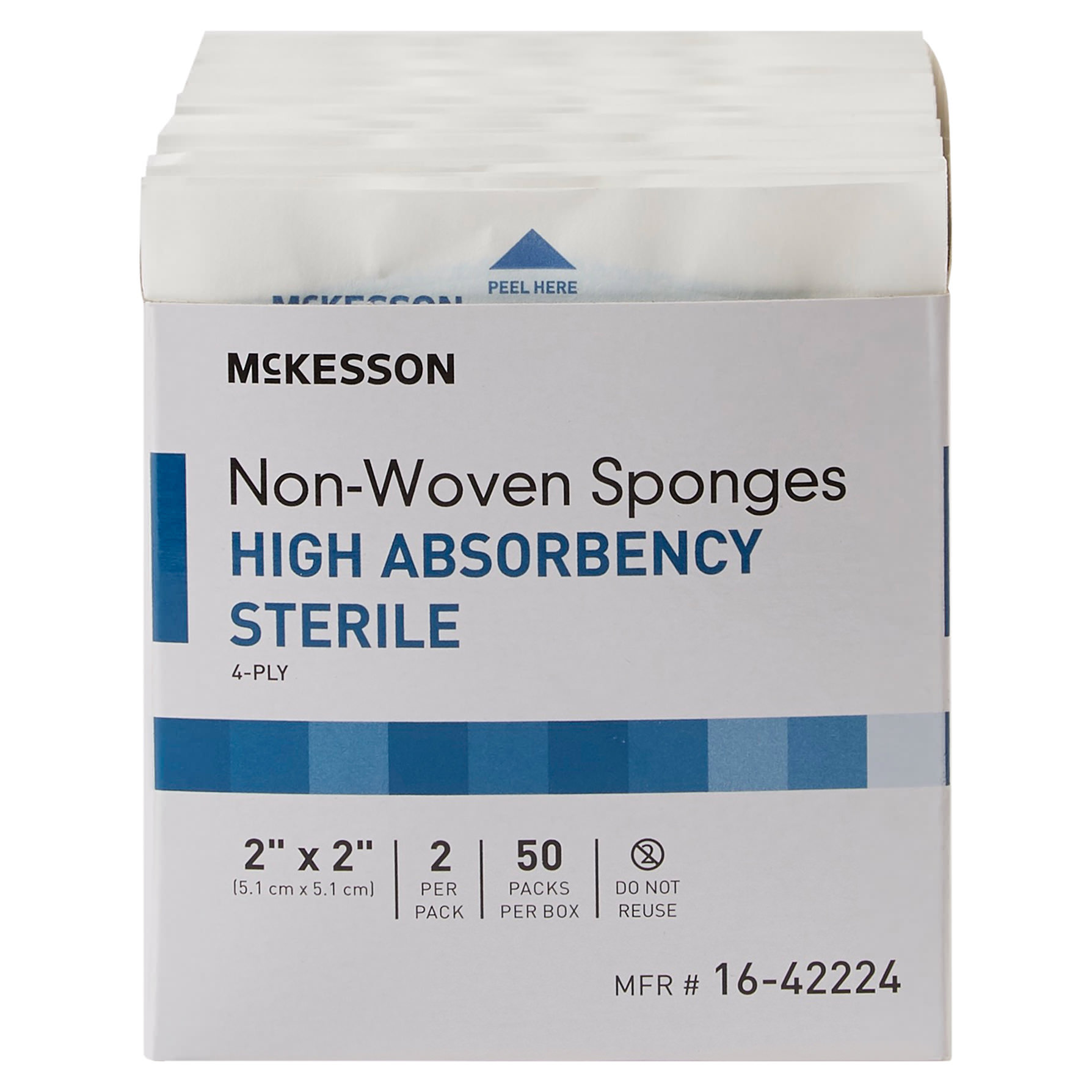 McKesson 4 Ply Nonwoven Sponge White Square Sterile thumbnail 3