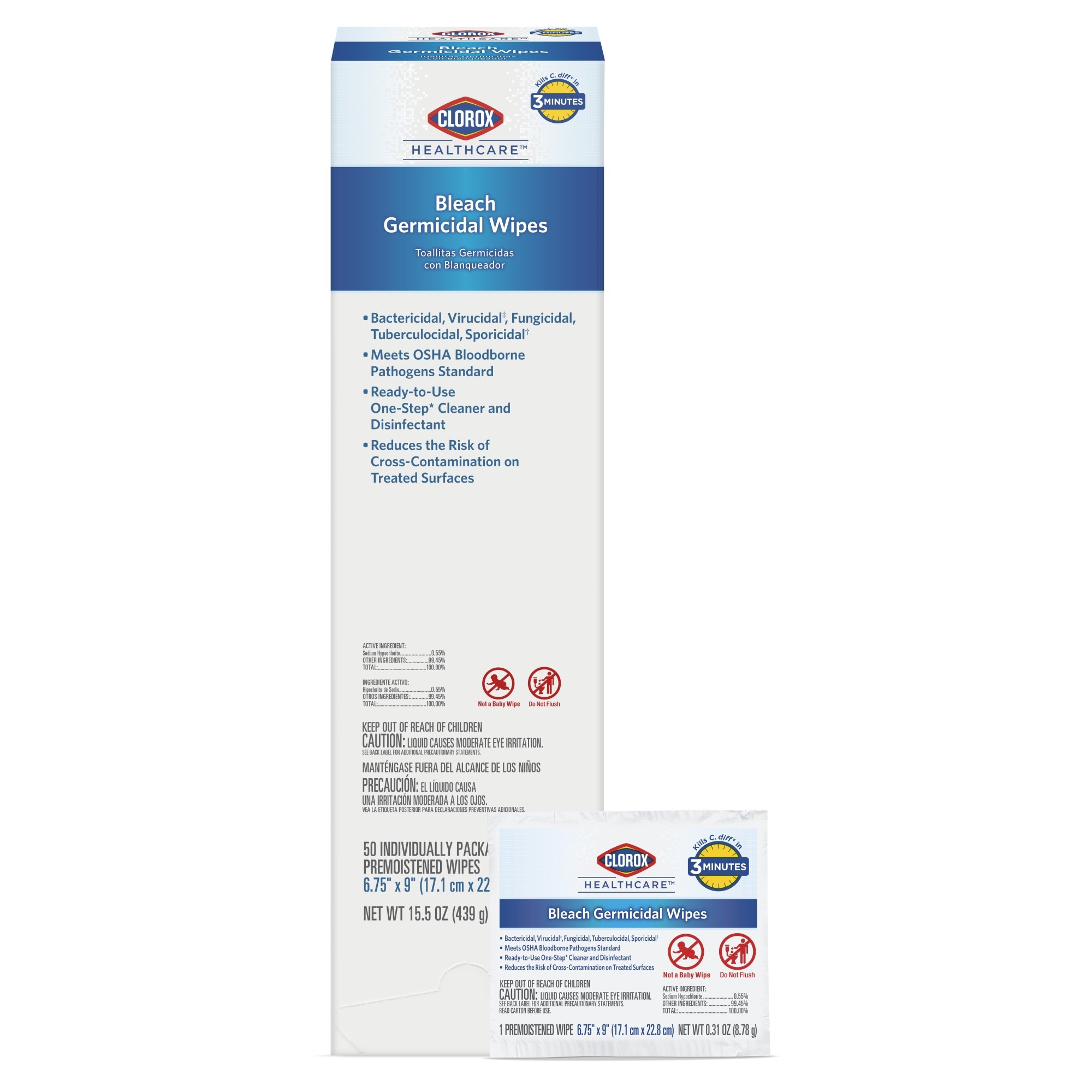 Clorox Healthcare Bleach Germicidal Wipes thumbnail 2
