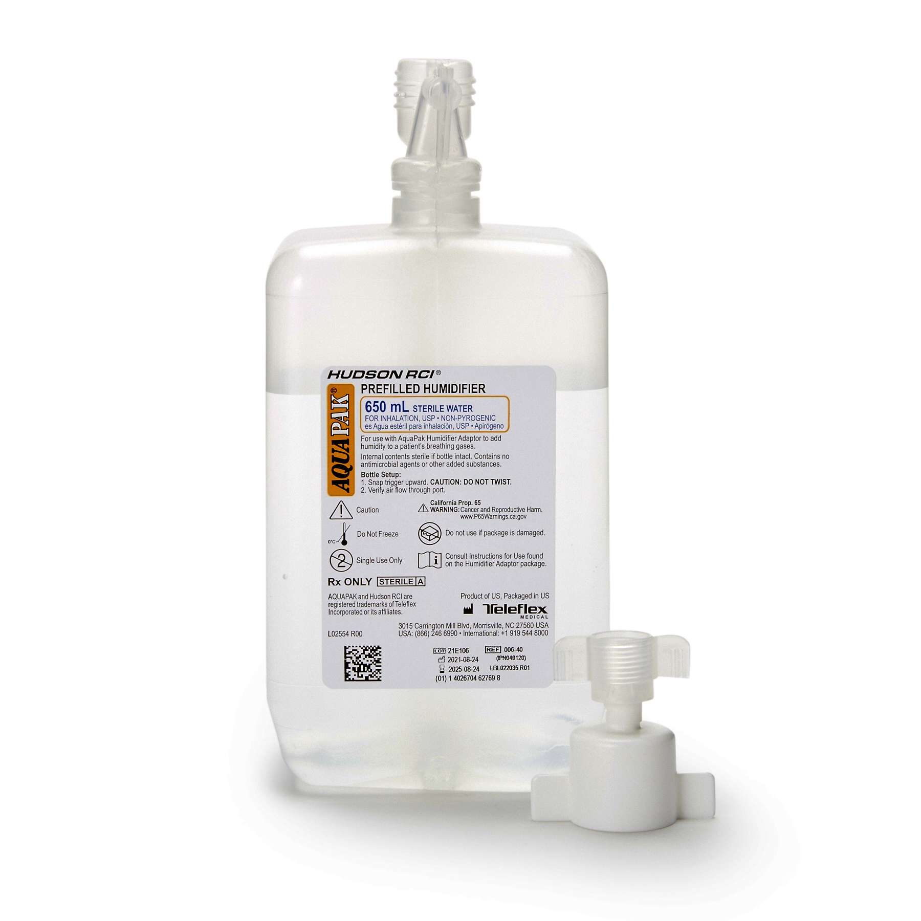 Teleflex Aquapak Sterile Water with Humidifier Adapter thumbnail 1
