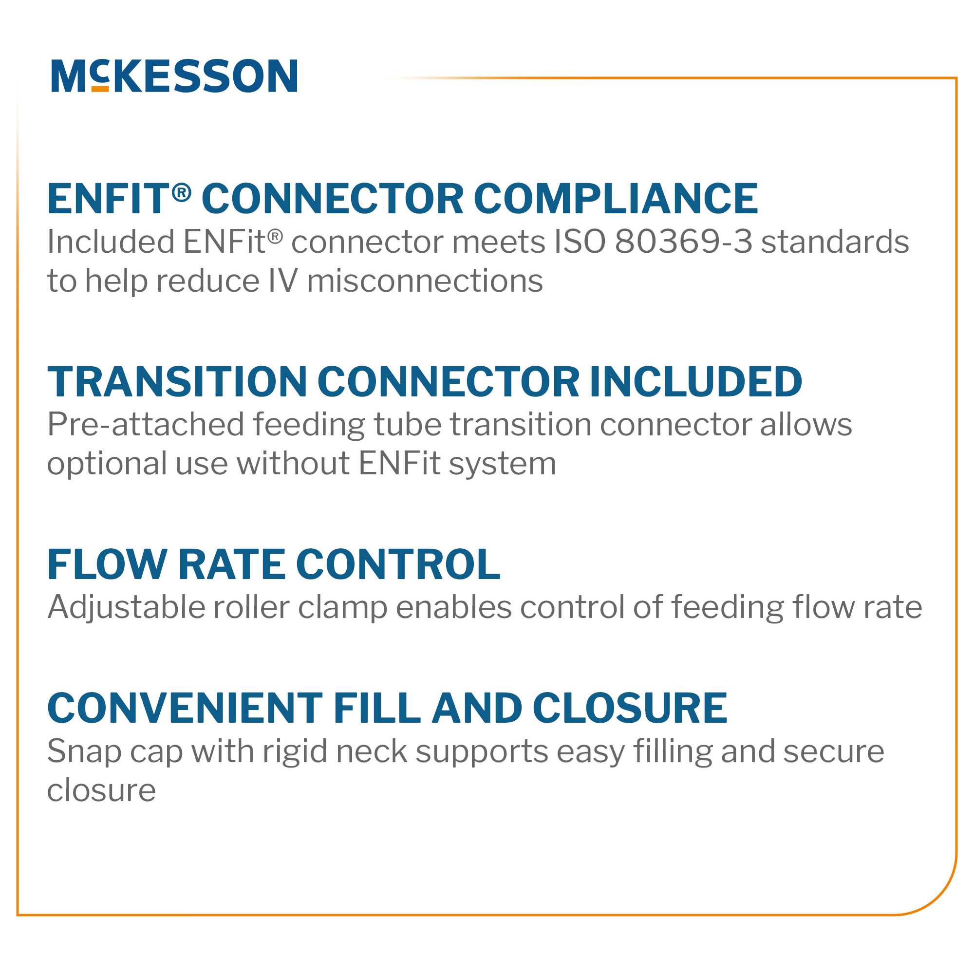 McKesson Gravity Feeding Bag Set with ENFit Connector thumbnail 2