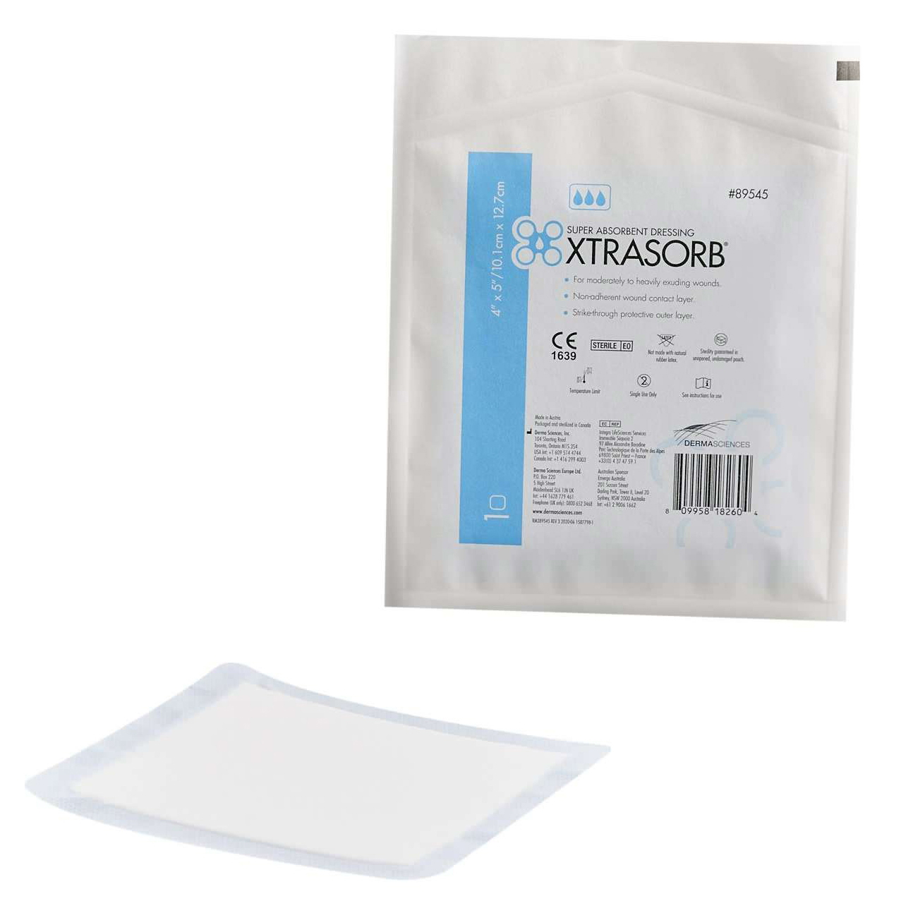 Derma Xtrasorb Classic Super Absorbent Dressing, 4 x 5 Inch
