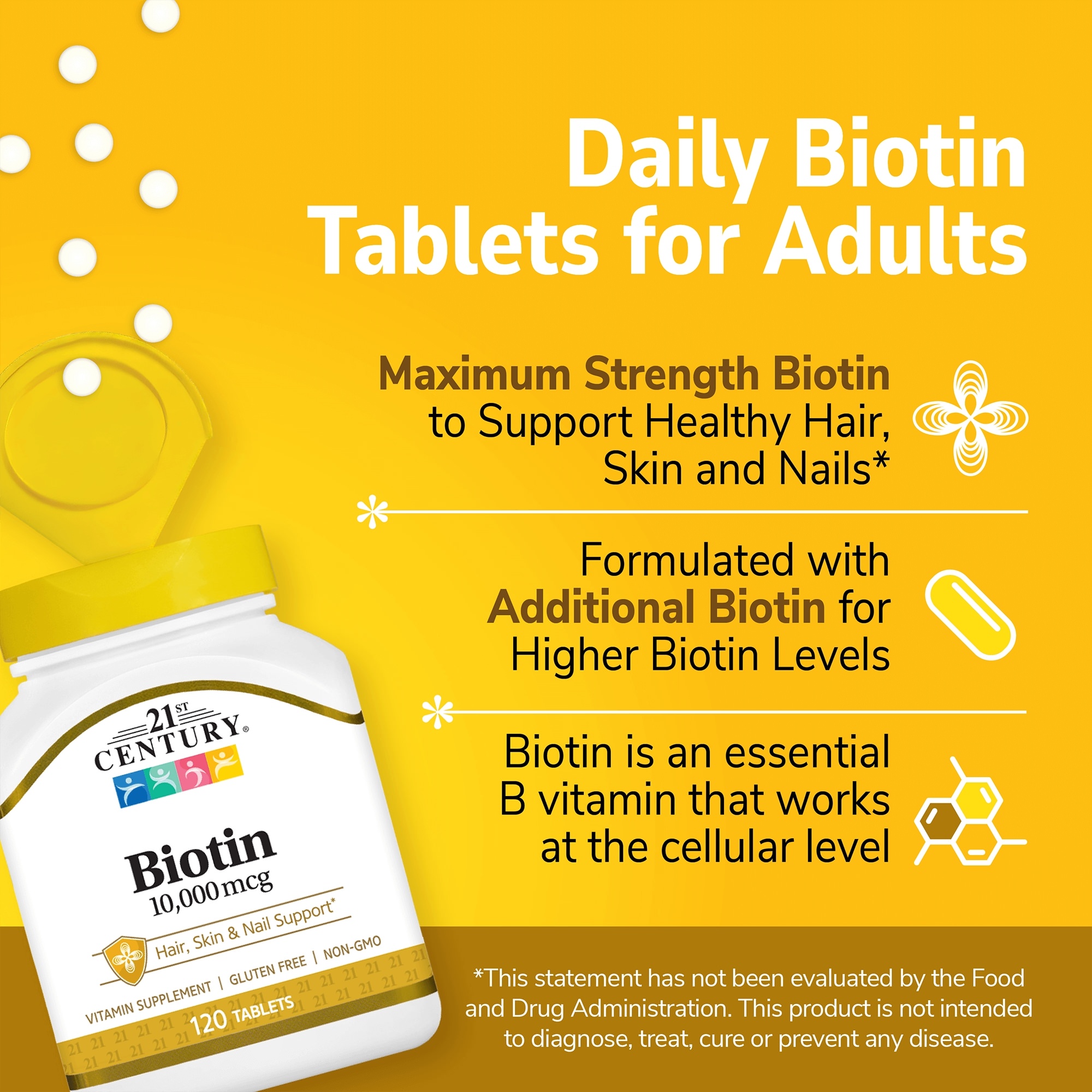 21st Century Vitamin B7 Biotin Supplement Tablets, 10,000 mcg thumbnail 9