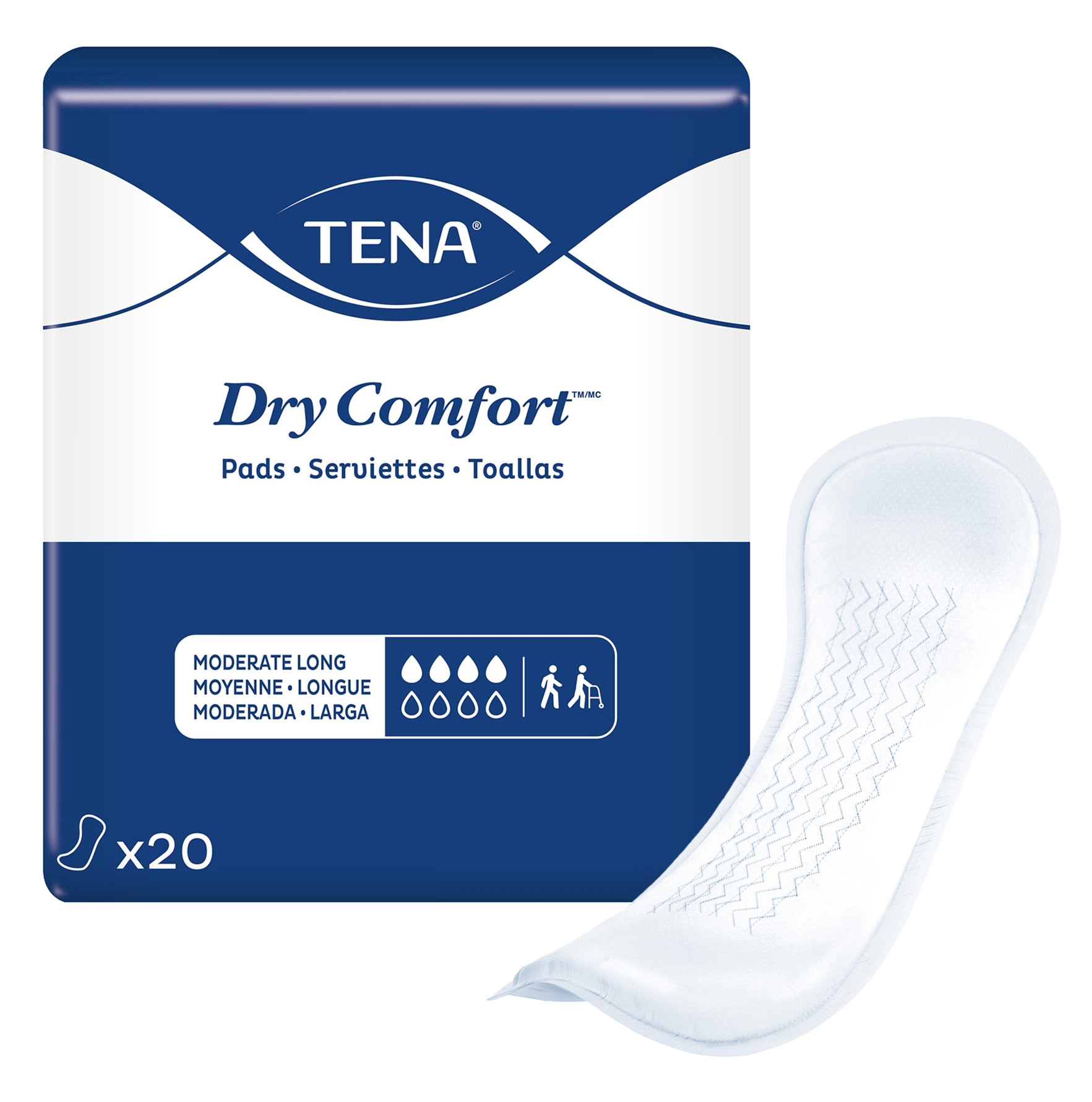 Tena Dry Comfort Pads, Moderate Absorbency thumbnail 2