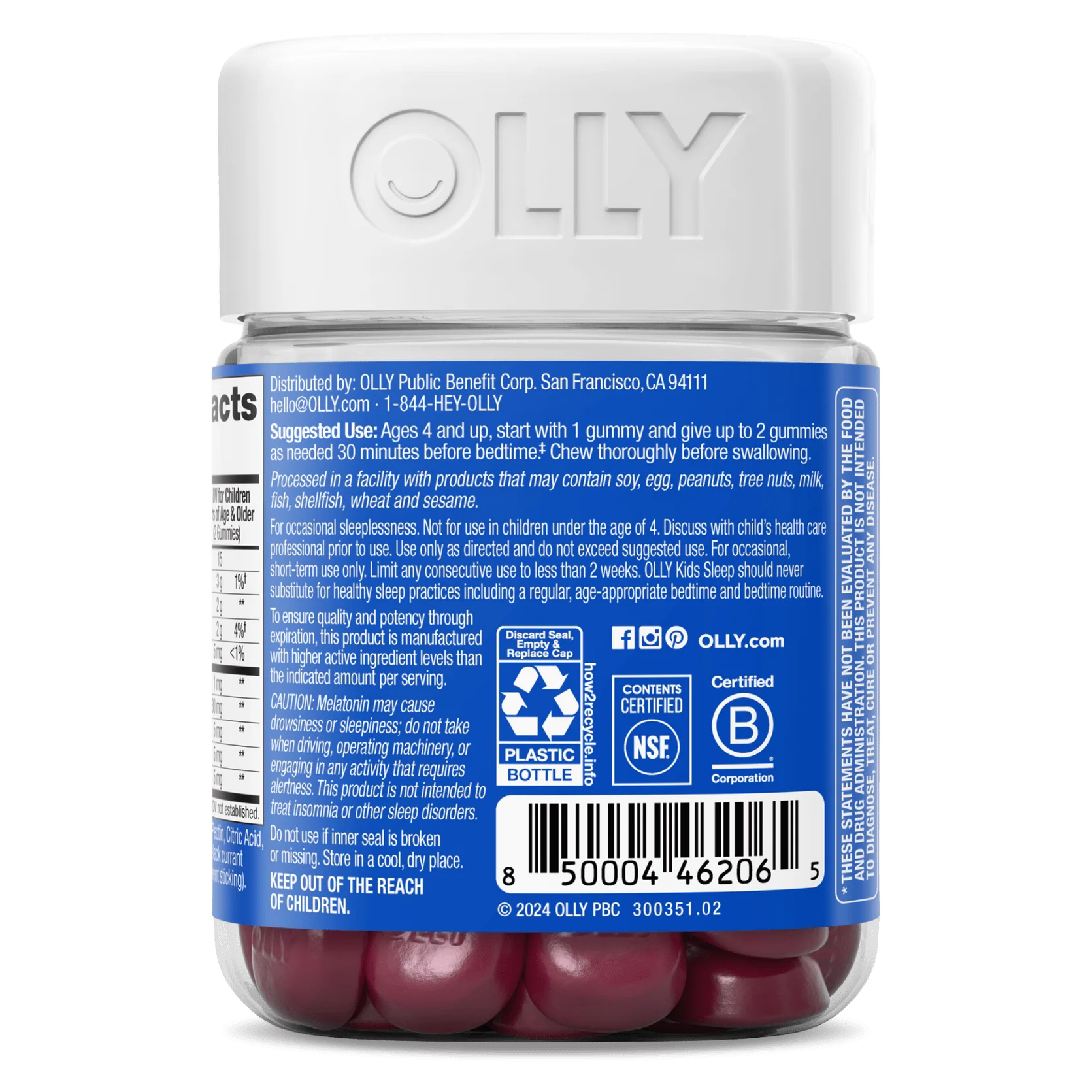 OLLY Kids Sleep L-Theanine, Melatonin and Botanicals Supplement Gummies - Bottle of 50 thumbnail 3