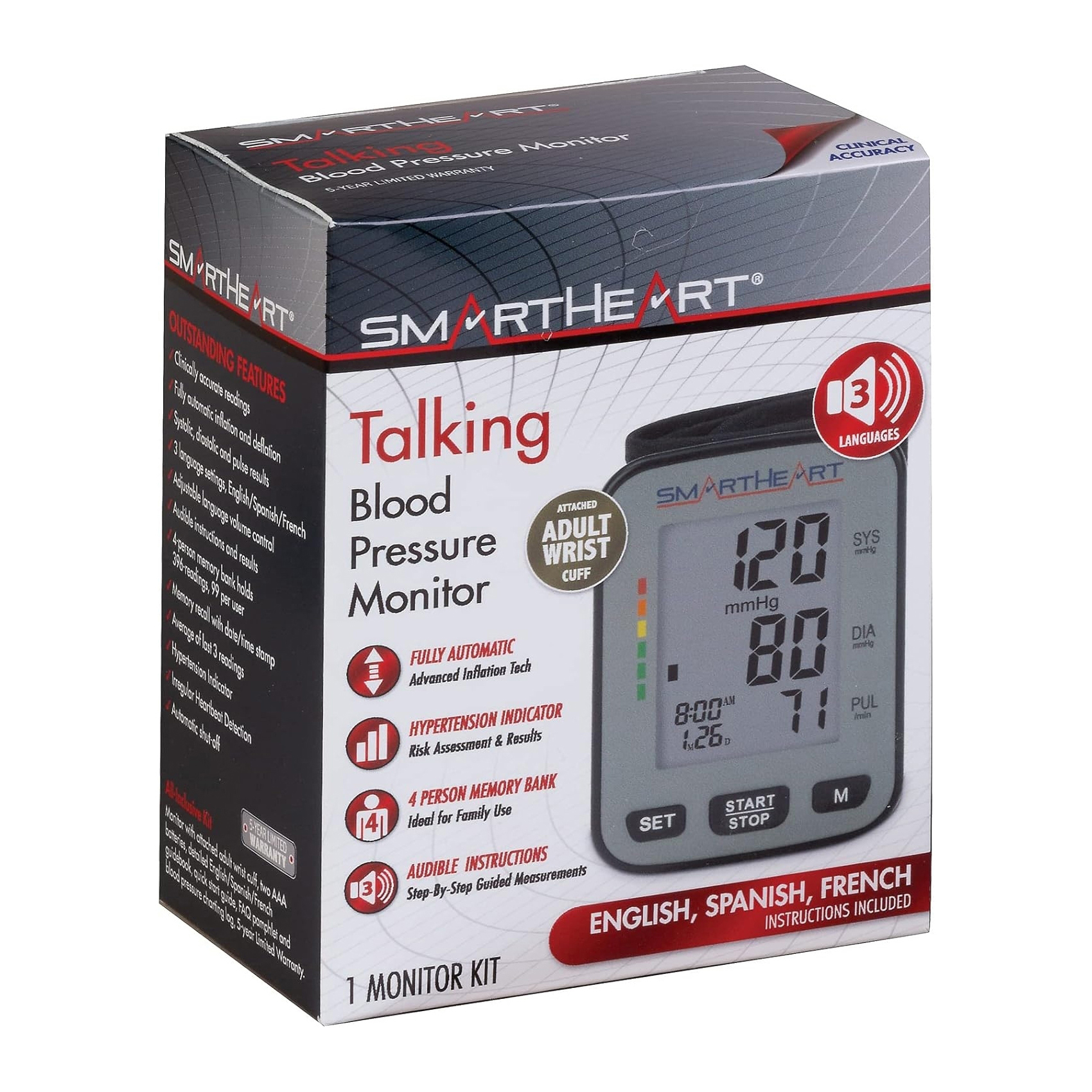 SmartHeart Digital Blood Pressure Monitor Adult Talking thumbnail 4