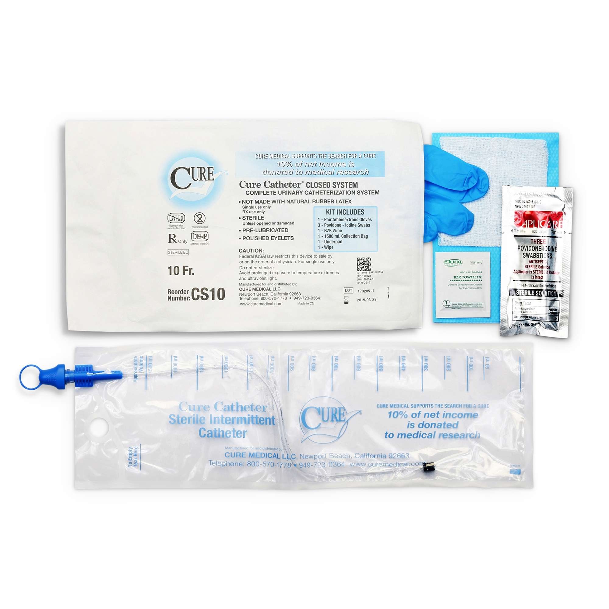 Cure Closed System Intermittent Catheter Kit | 8-16 Fr