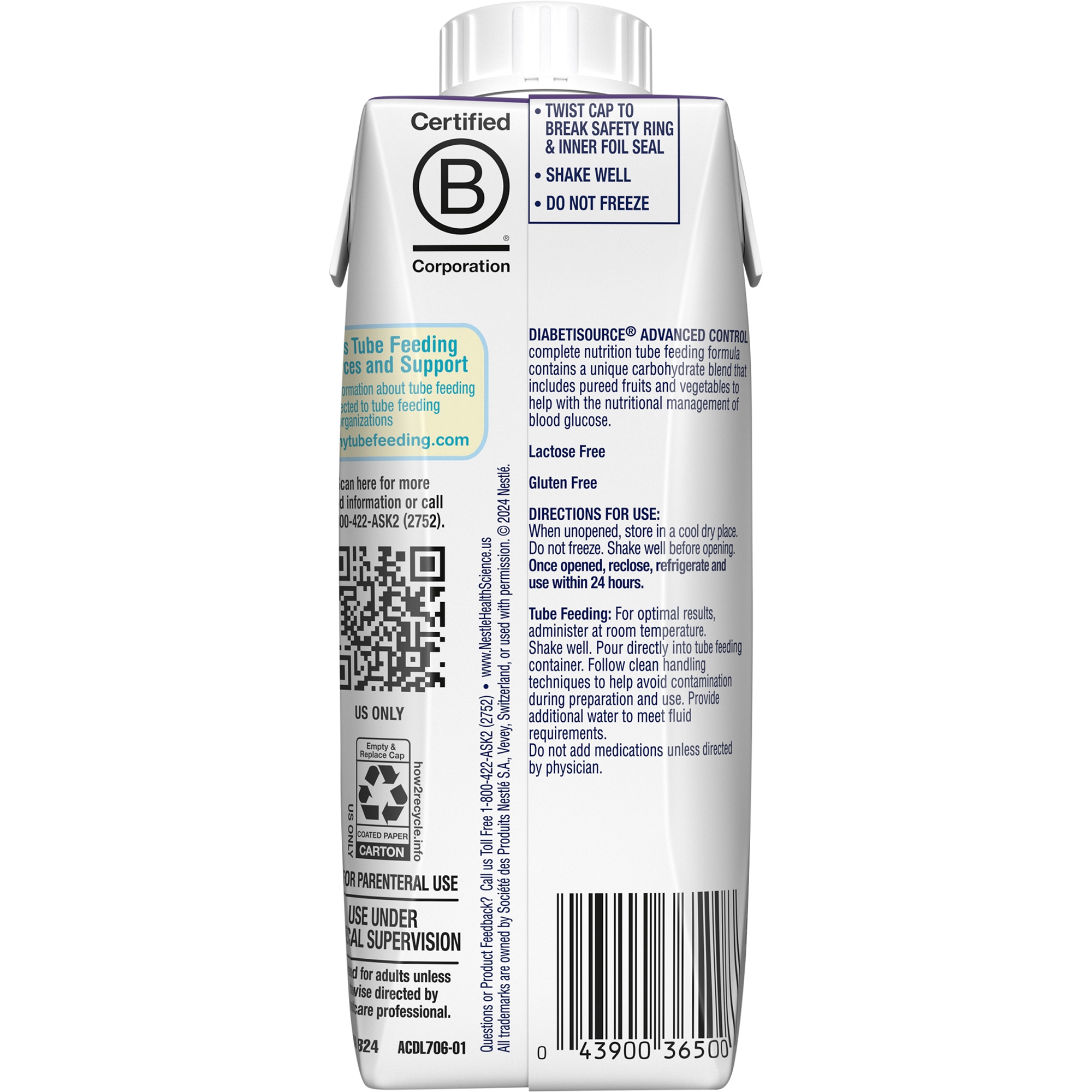 Diabetisource AC 1.2 Kcal Complete Nutrition Tube Feeding Formula thumbnail 2