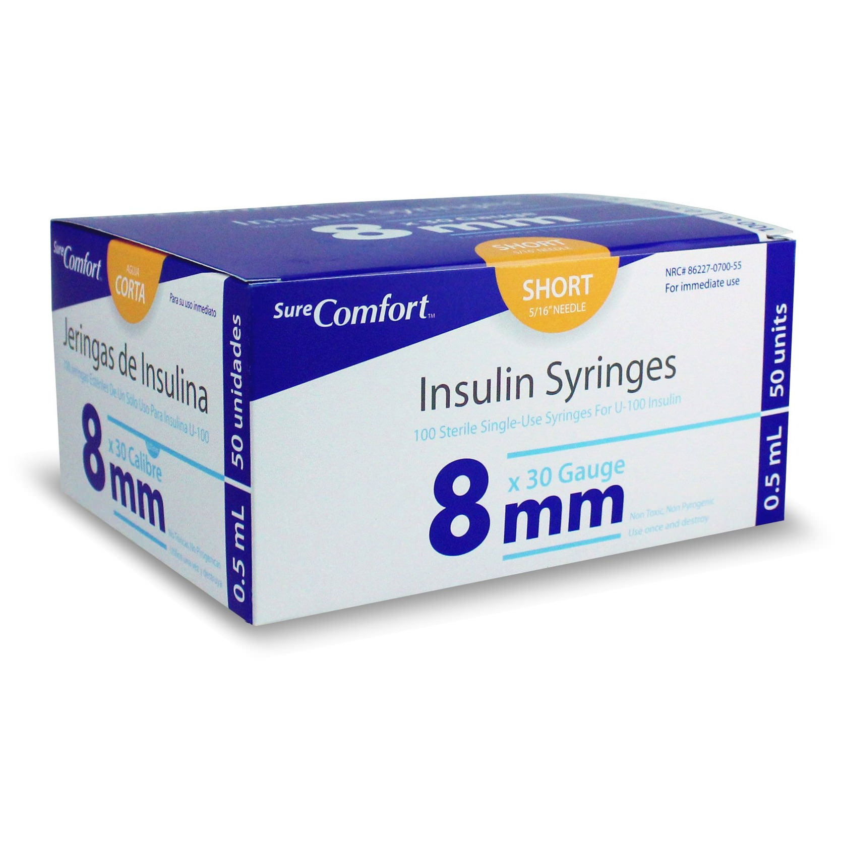 Surecomfort Standard Insulin Syringe with Needle Attached Needle