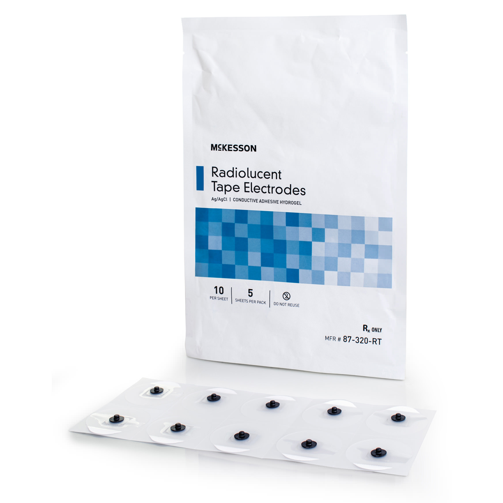 McKesson Radiolucent ECG Electrodes - Ag/AgCl Tape Backing | 87-320-RT