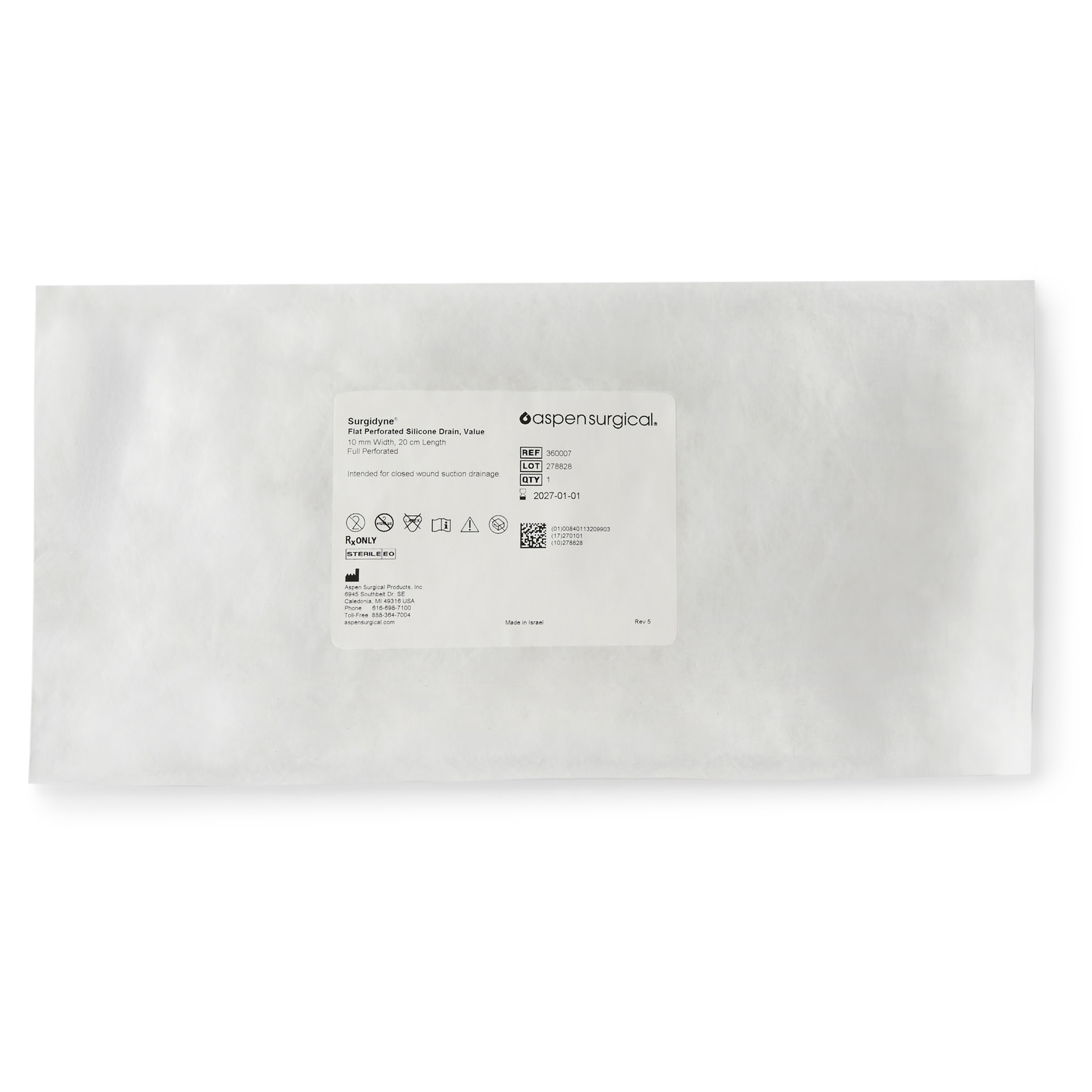 McKesson Brand Wound Drain Tube Without Attachment 4 Channel Sterile Perforated Style - Main image