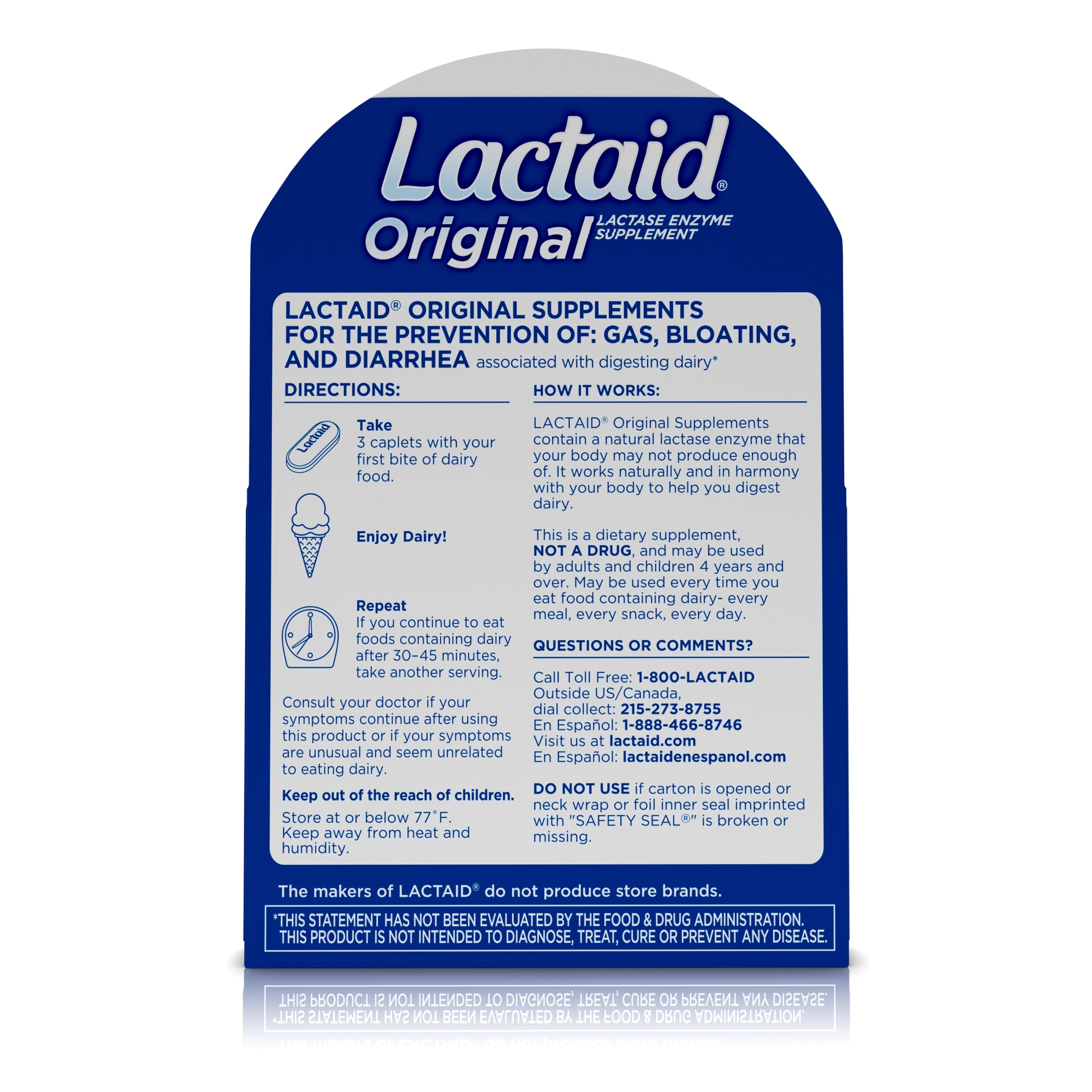 Lactaid Original Lactase Enzyme Dietary Supplement Caplets thumbnail 2