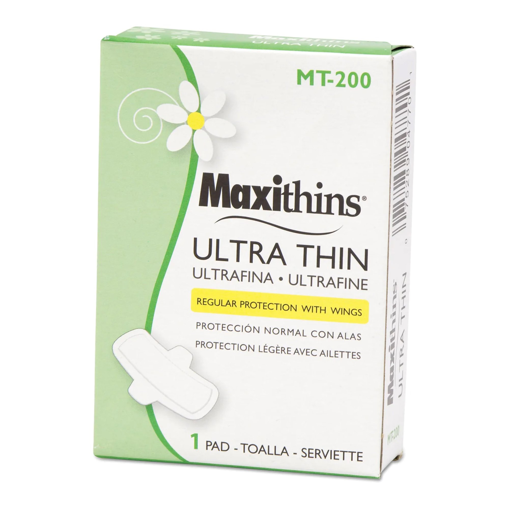 Maxithins Feminine Pad Ultra Thin Maxi with Wings Regular Absorbency - Case of 200 - Main image