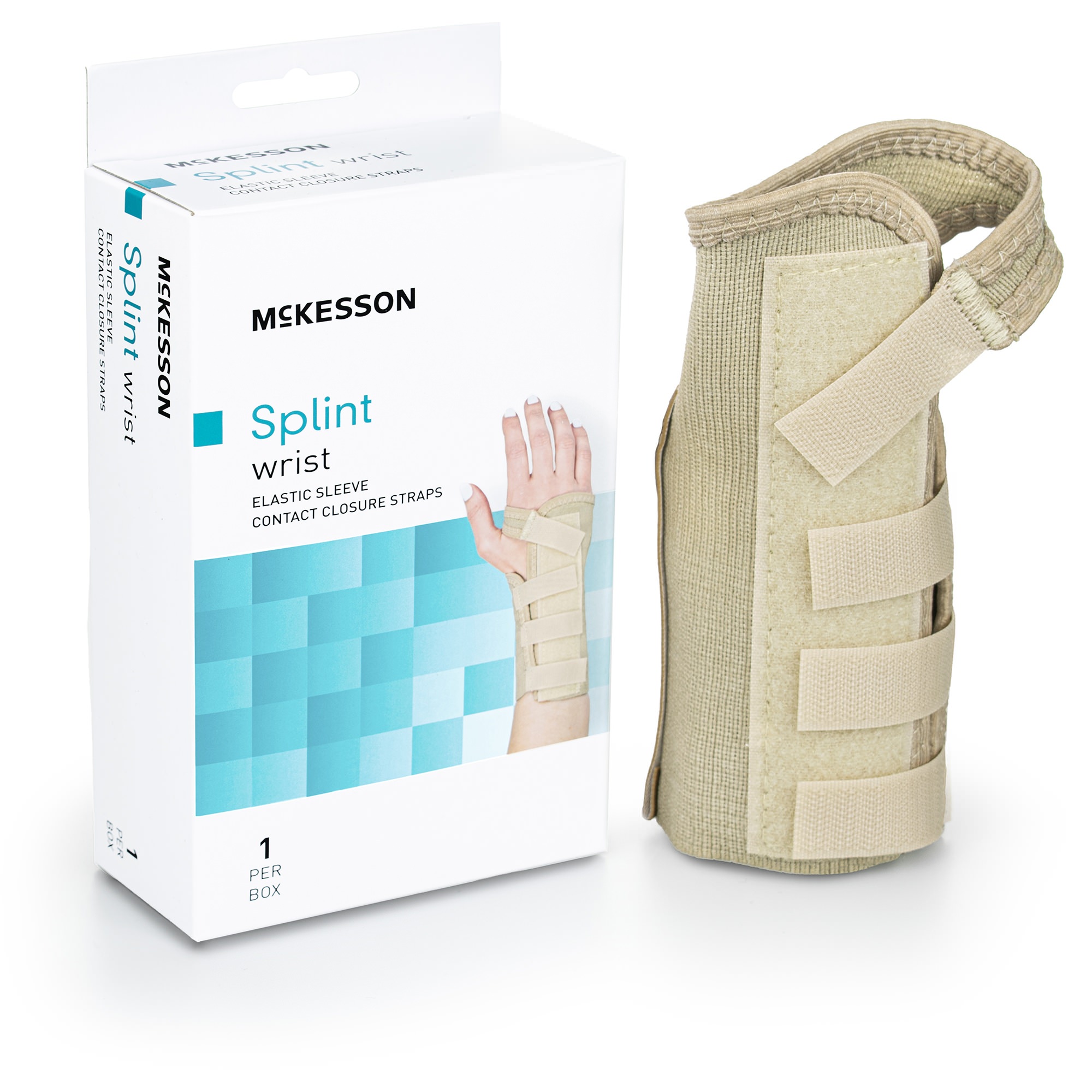 McKesson Elastic Wrist Splint Hook and Loop Closure Beige