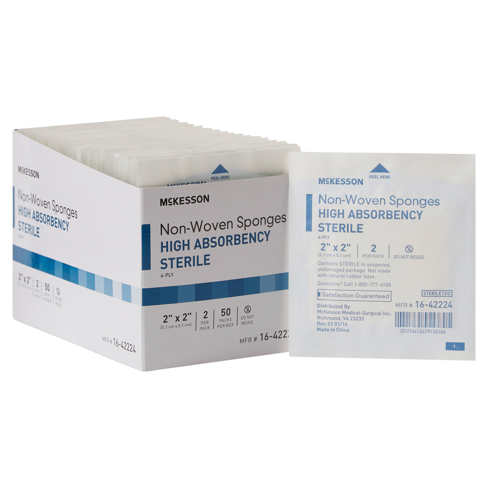McKesson 4 Ply Nonwoven Sponge White Square Sterile thumbnail 1