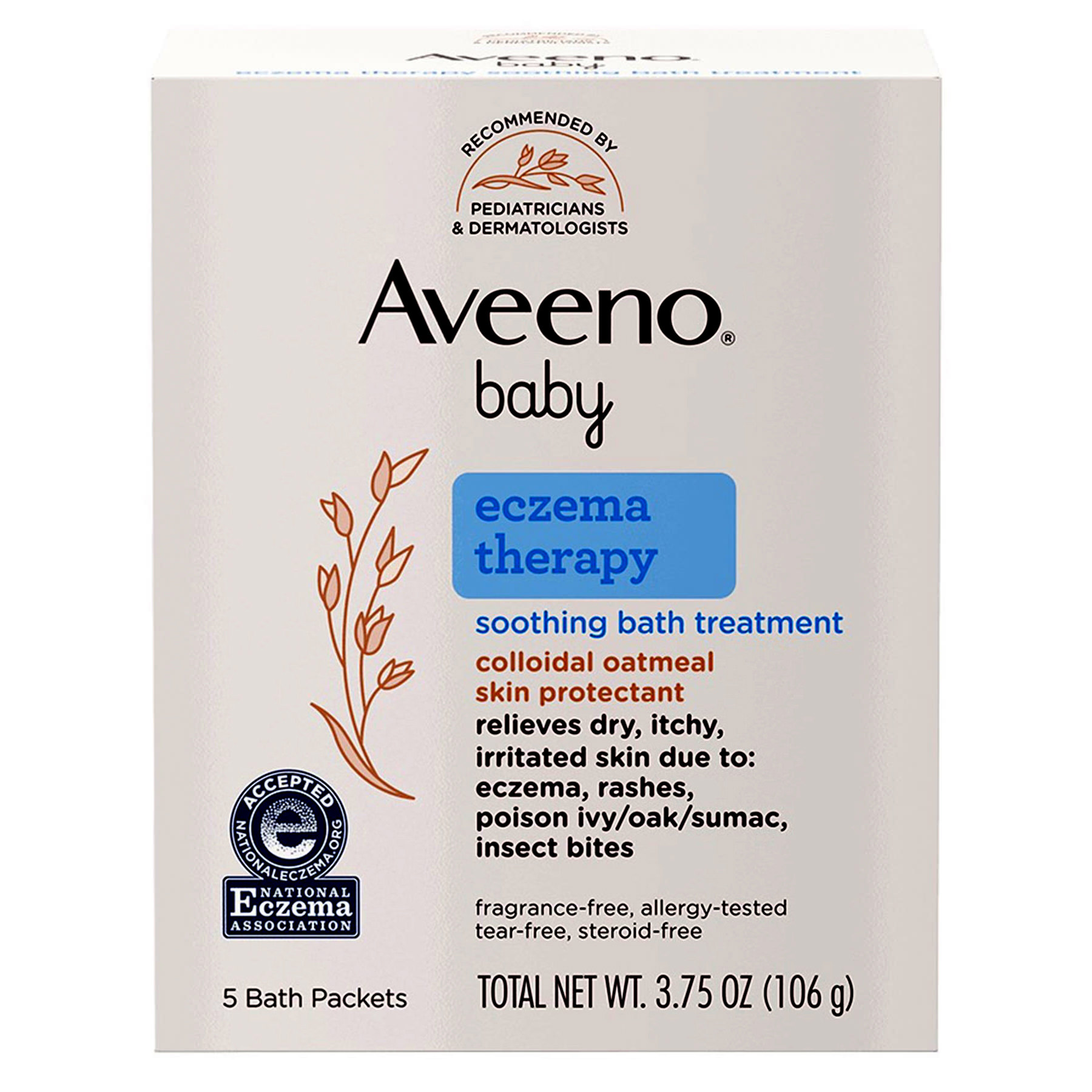 Aveeno Bath Additive Baby Eczema Therapy Powder, 3.75 oz - Box of 5 - Main image