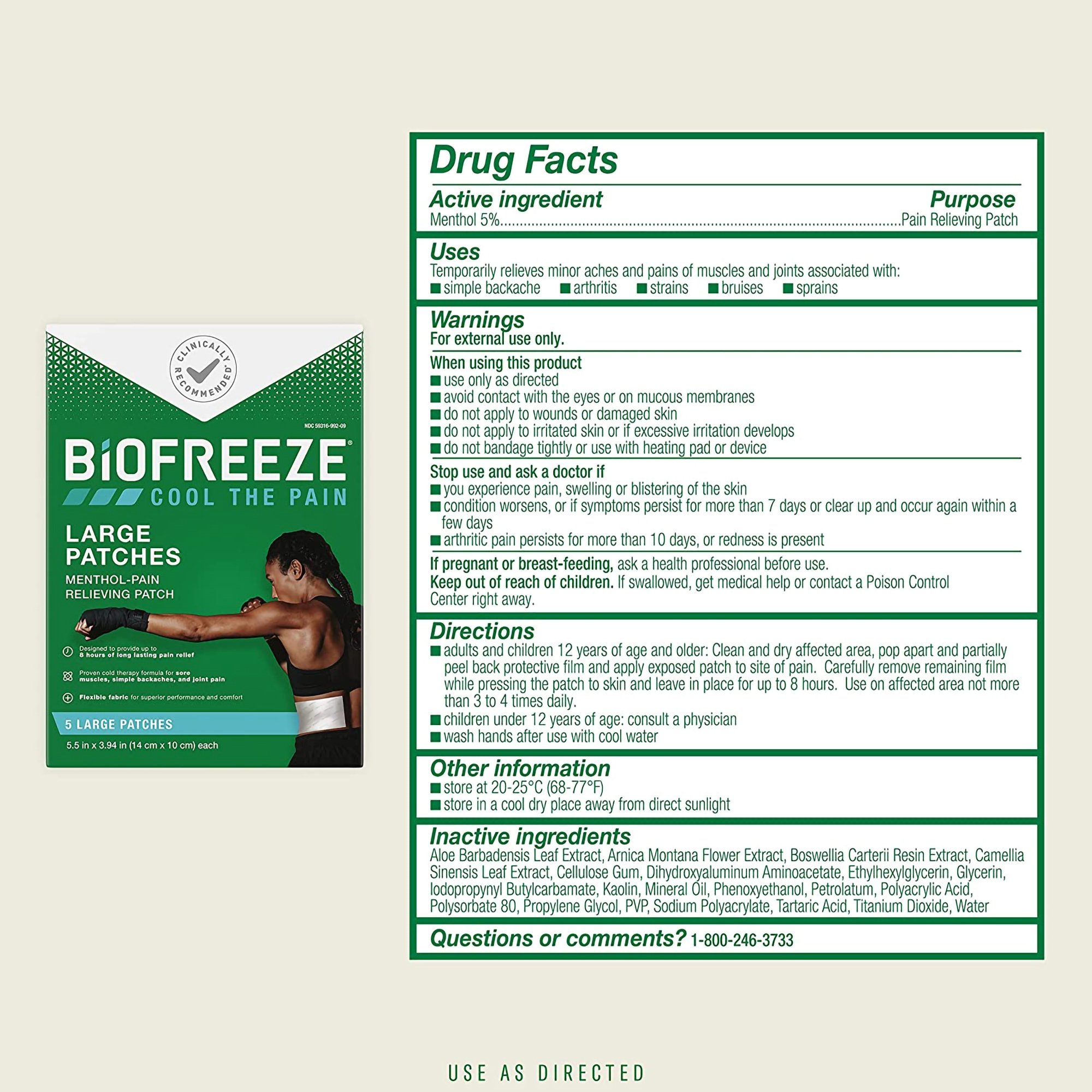 Biofreeze Topical Pain Relief 5% Strenght Menthol Patch thumbnail 2