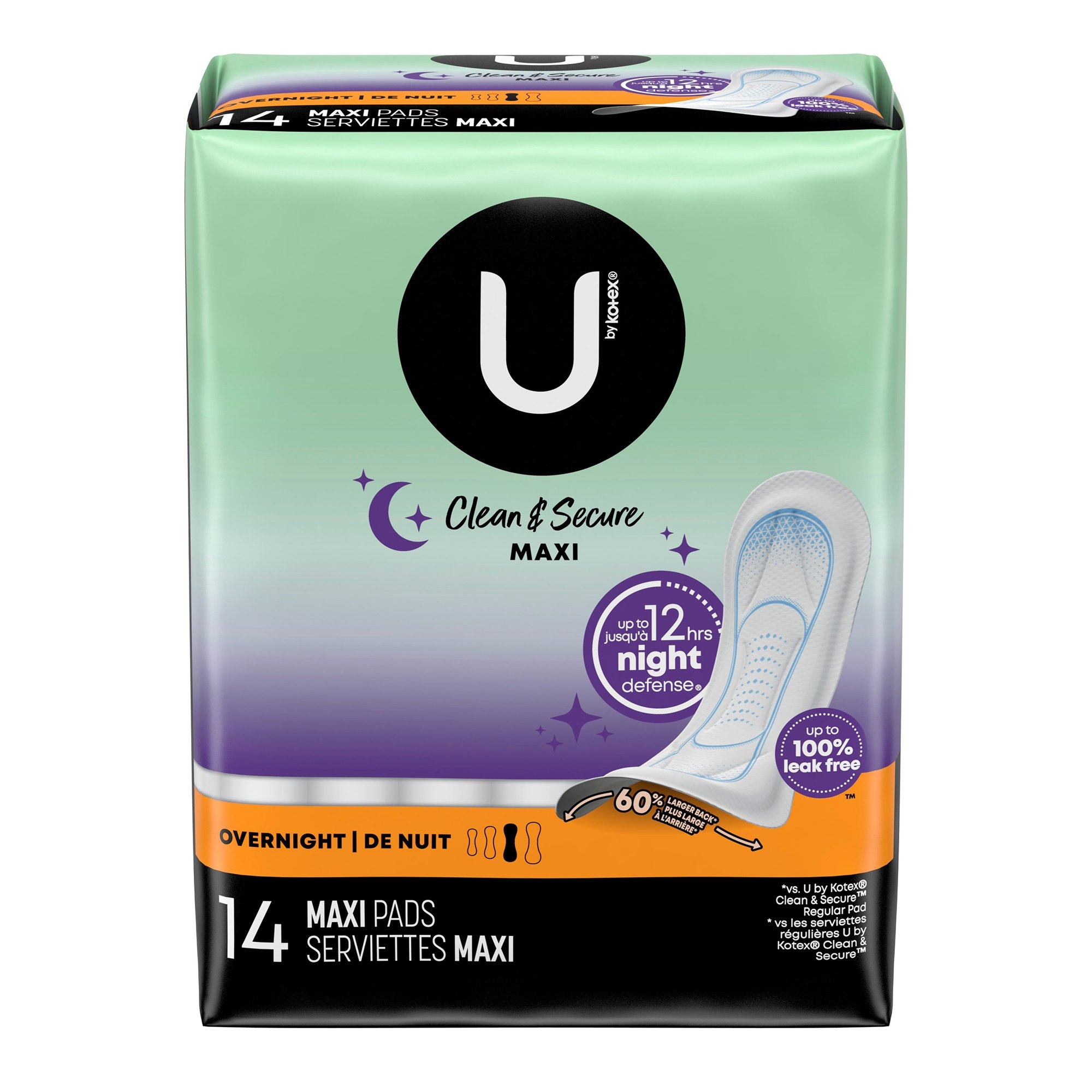 U by Kotex Clean & Secure Overnight Maxi Pads thumbnail 3