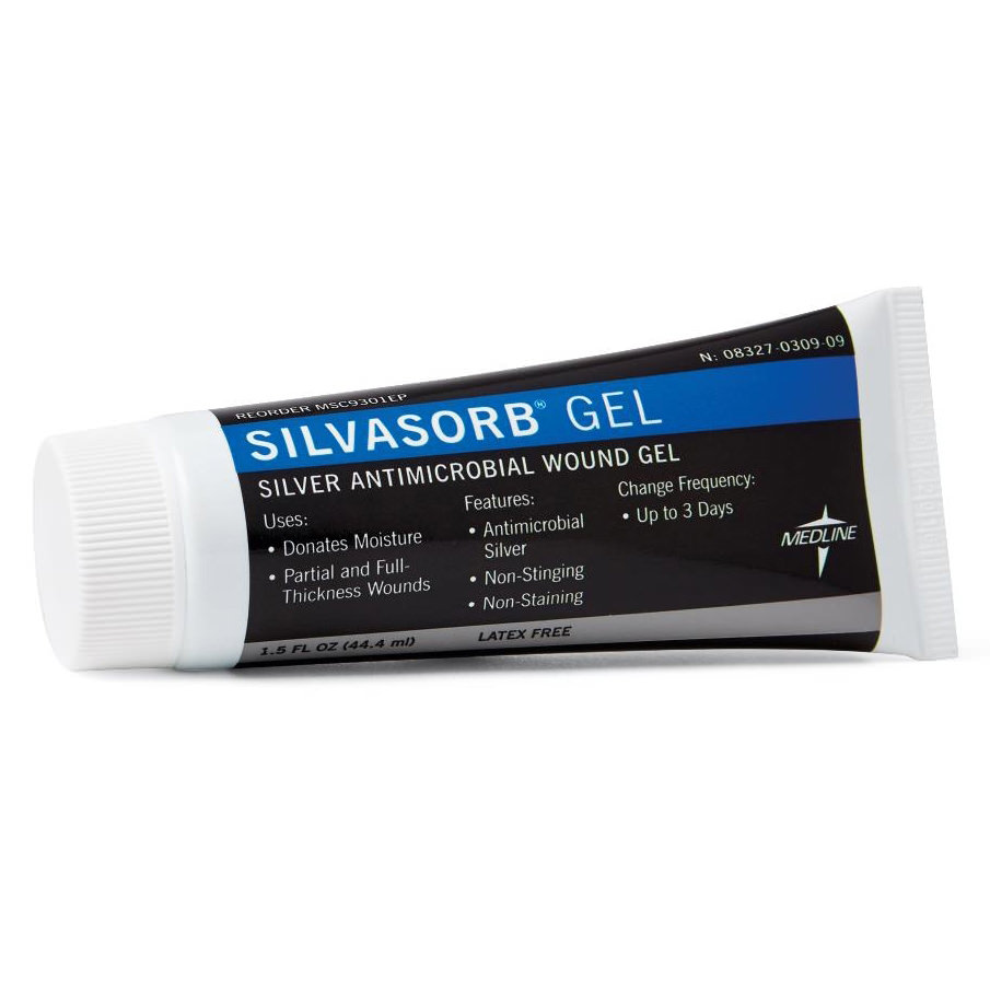 Medline Silvasorb Gel Silver Antimicrobial Wound Care Cream – 4 Tubes (1.5 Oz Each) Exp 1/2026