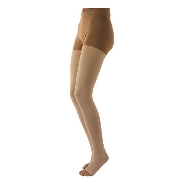 Sigvaris Natural Rubber Open Toe Thigh-High Compression Stockings, Beige
