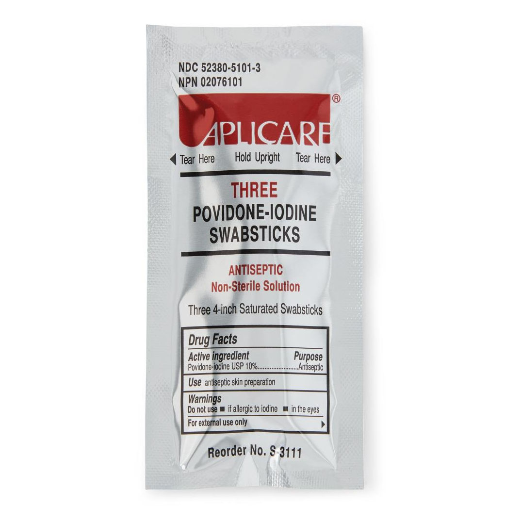 Aplicare Povidone-Iodine Impregnated Swabstick - Sterile, 10%