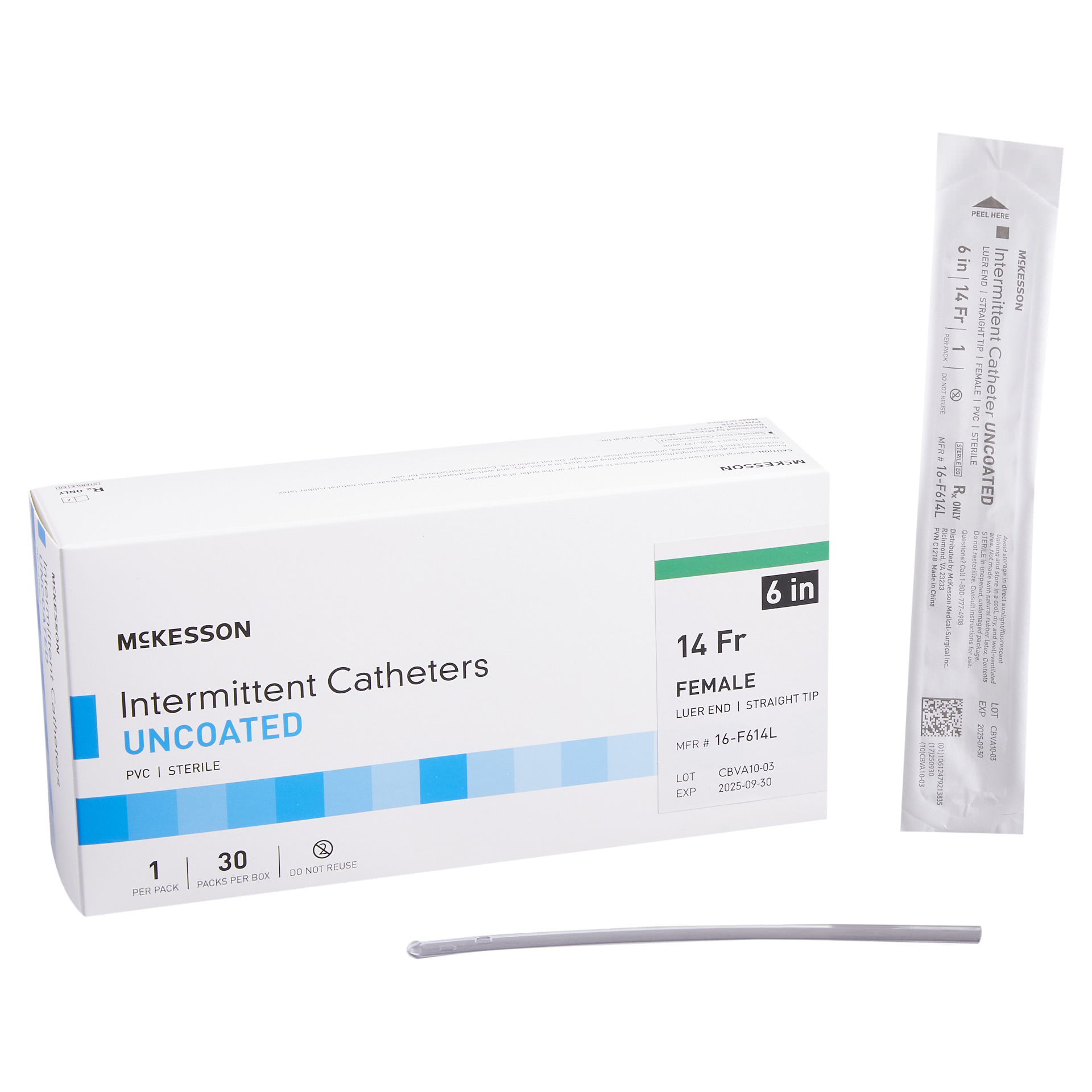 McKesson Urethral Catheter Polished Staggered Eyelets Sterile Straight Tip Adult