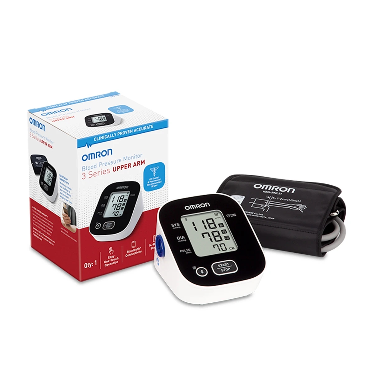 Omron Upper Arm 3-Series Blood Pressure Monitor, Connected thumbnail 1