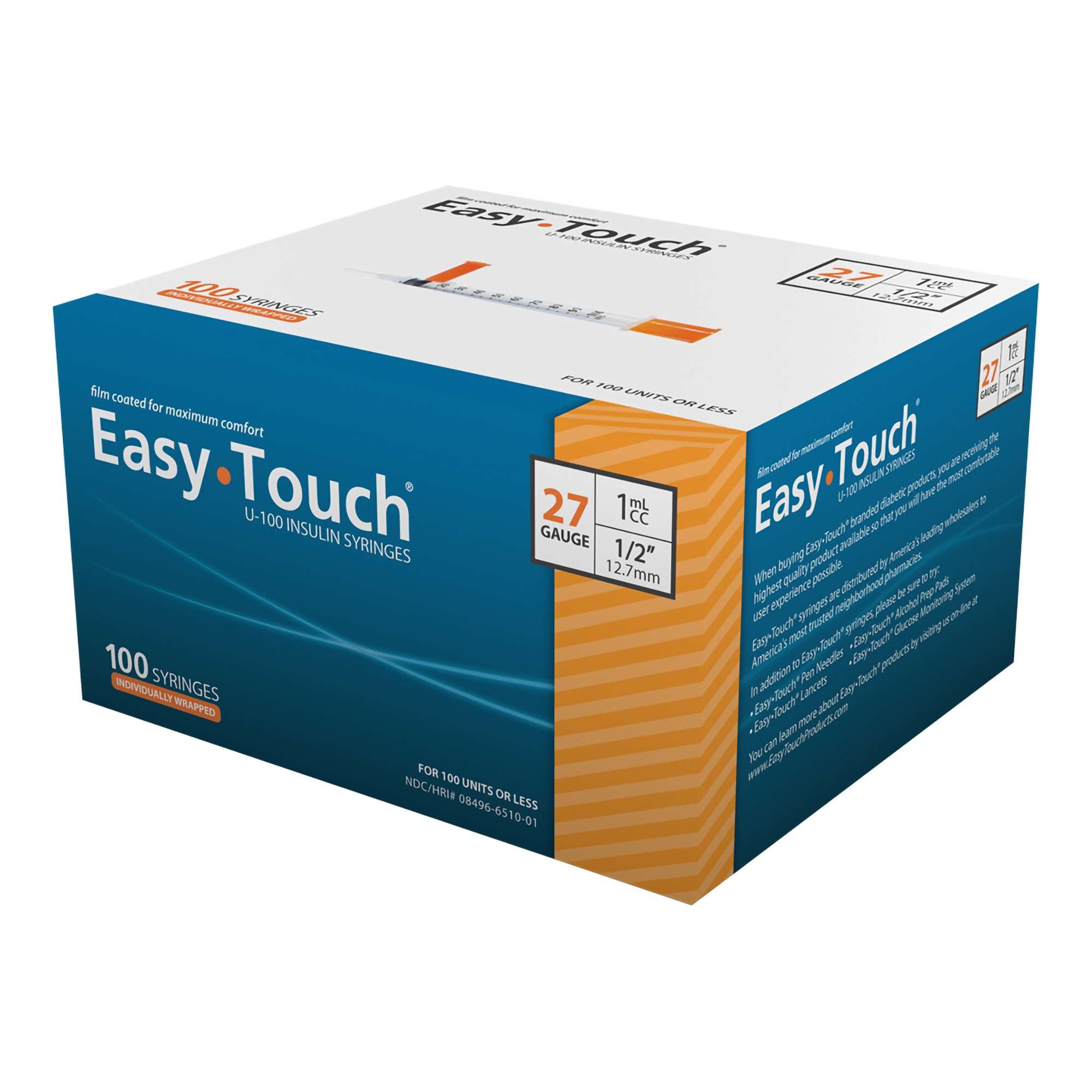EasyTouch U-100 Insulin Syringes, Individually Wrapped - Main image