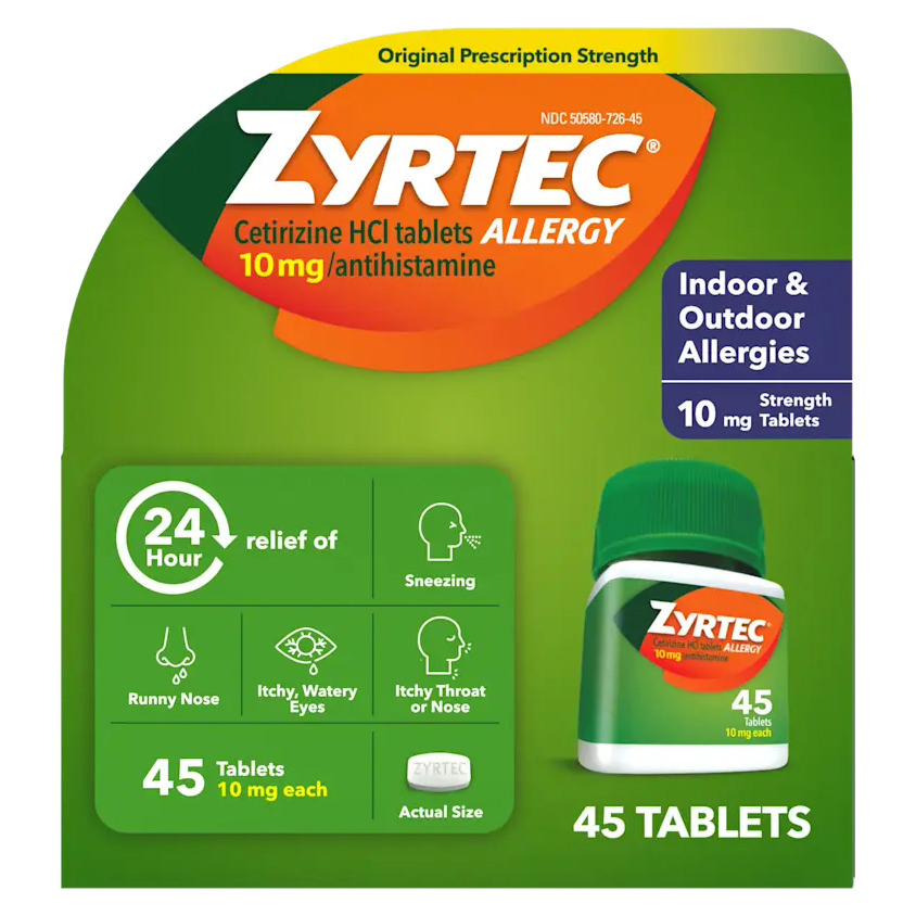 Zyrtec Adult Allergy Relief Tablets, 10mg, Cetirizine thumbnail 1