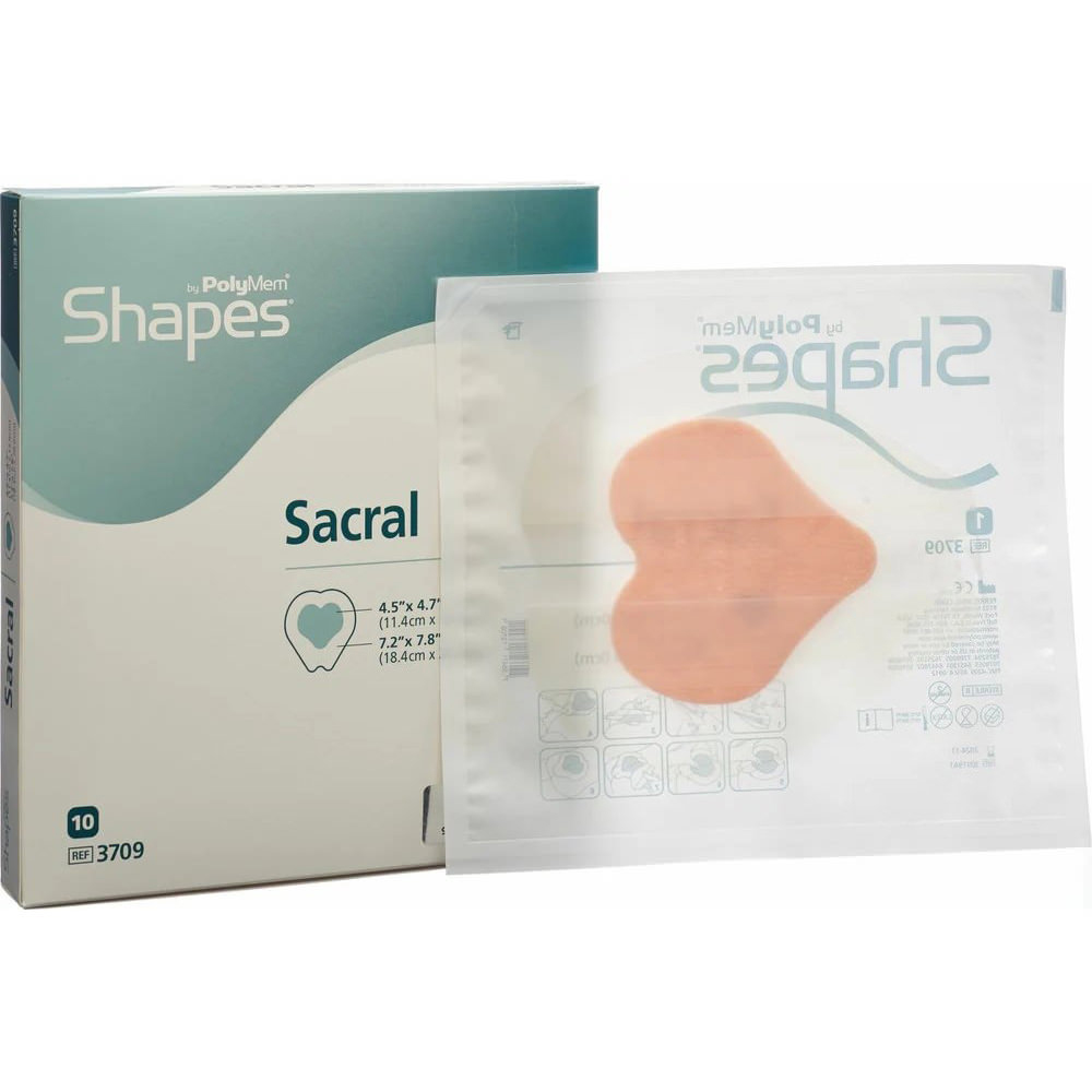 PolyMem Shapes Quadrafoam Sacral Film Adhesive Wound Dressing