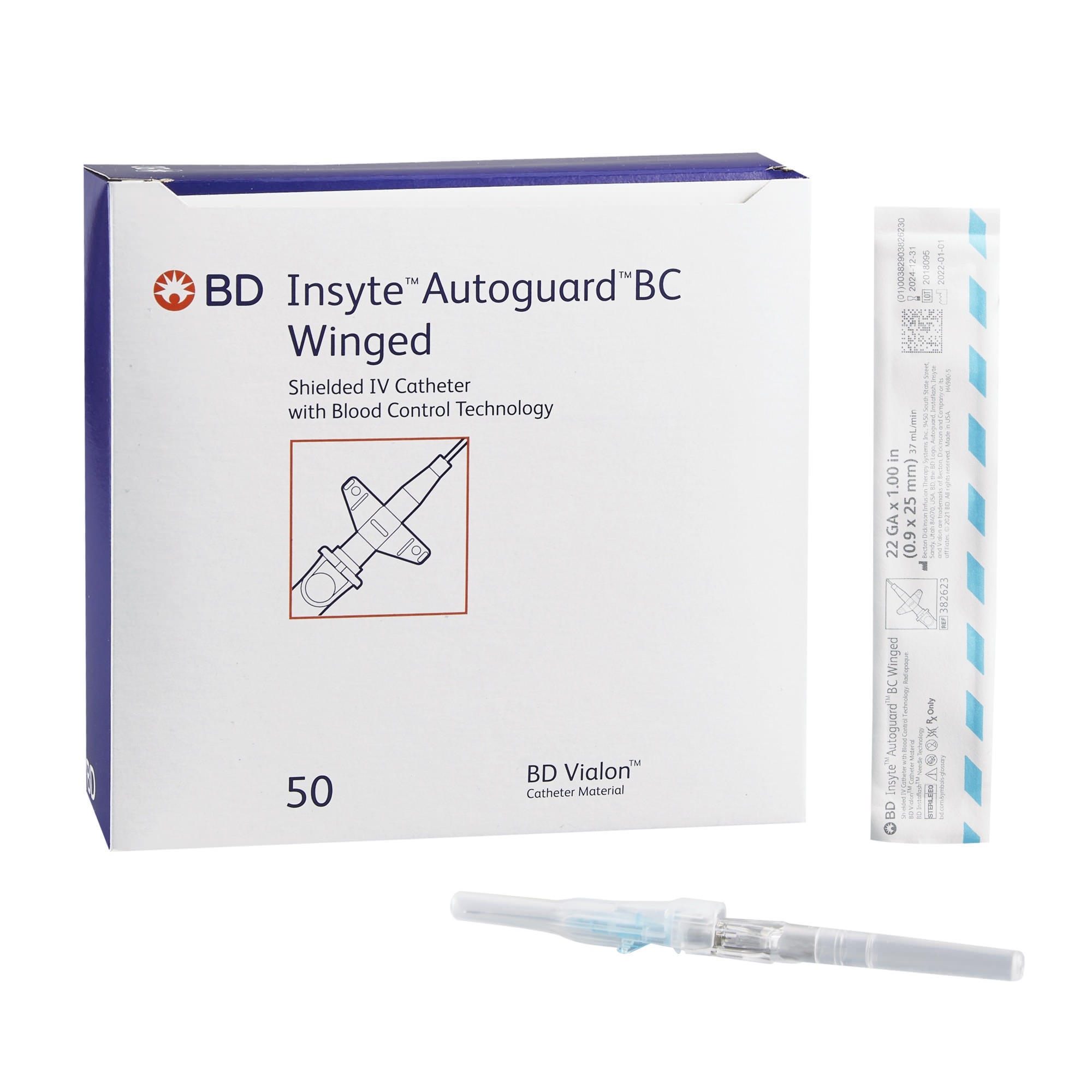 BD Insyte Autoguard BC Peripheral IV Catheter with Winged Hub thumbnail 1