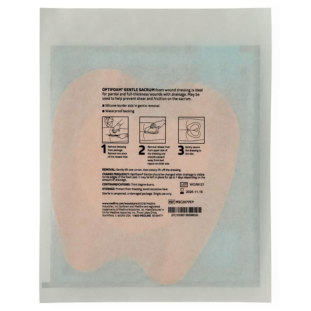 Optifoam Gentle Sacral Silicone Bordered Foam Dressing 8 x 7 Inch thumbnail 5