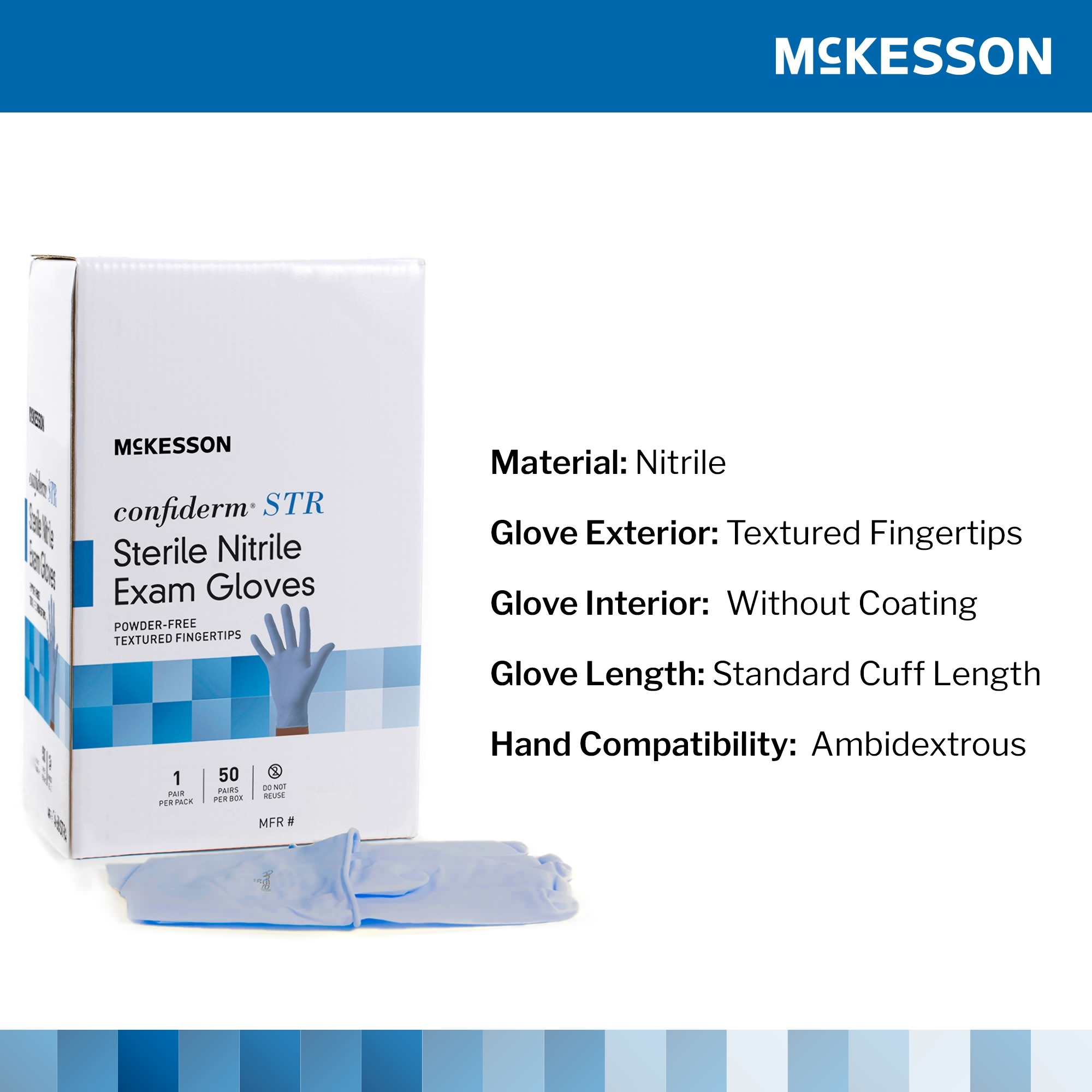 McKesson Confiderm STR Nitrile Powder Free Exam Gloves thumbnail 3