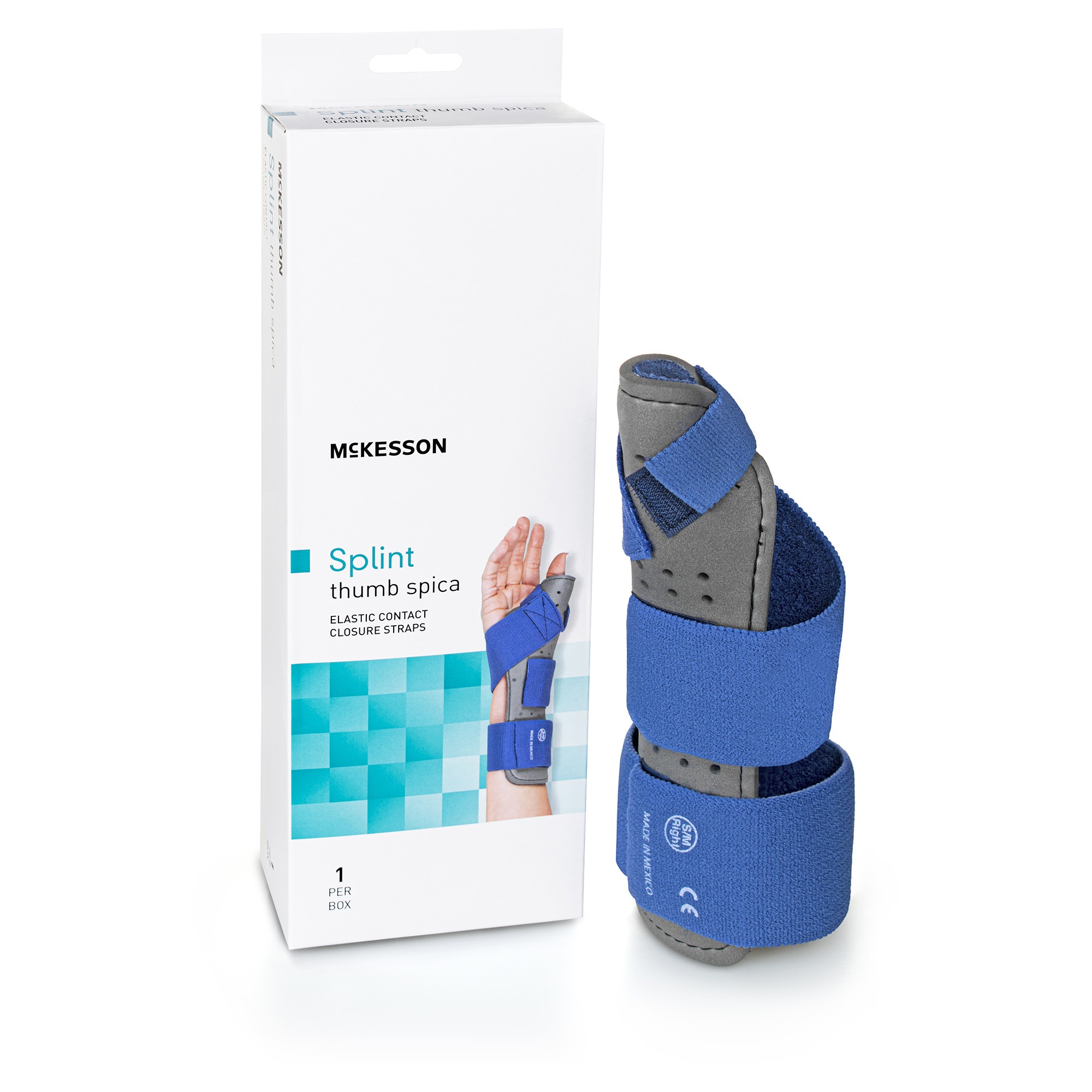 McKesson Thumb Splint Hook n Loop Strap Closure Blue-Gray