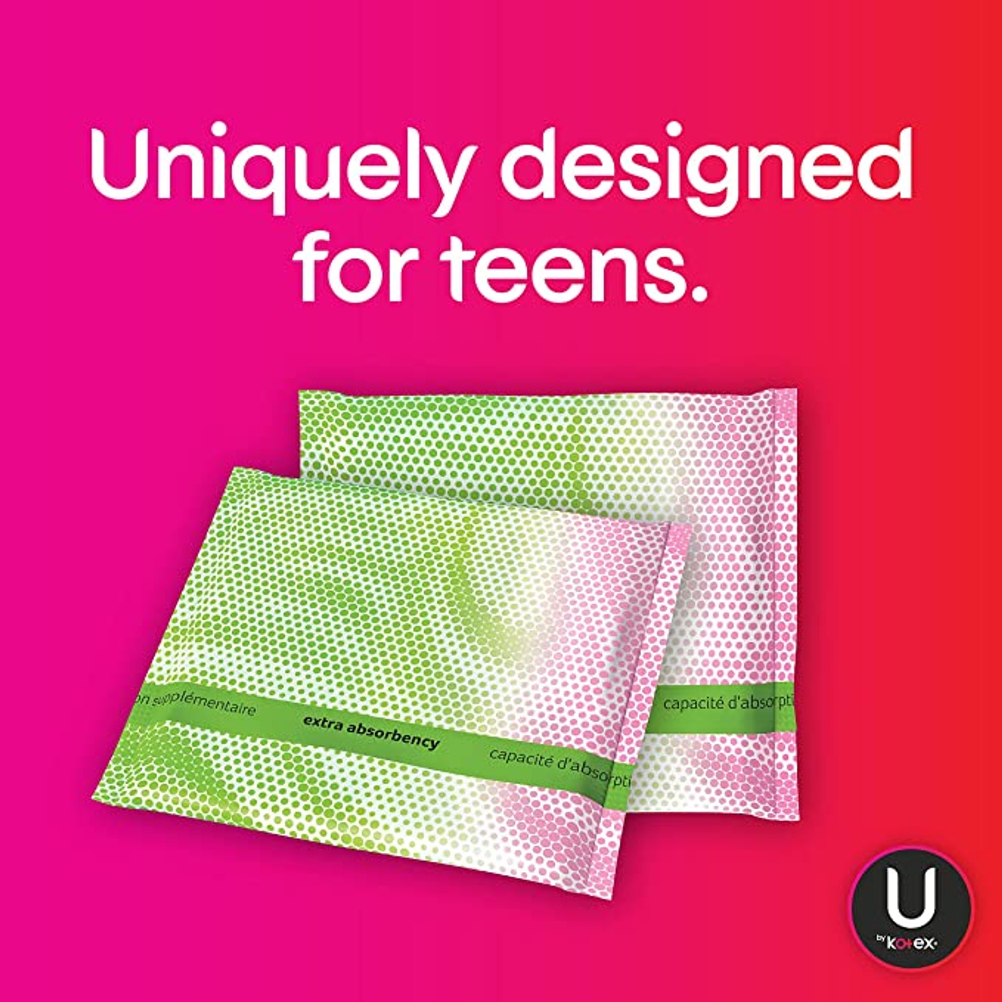 U by Kotex Teen Ultra Thin Pads with Wings, Heavy Absorbency thumbnail 6
