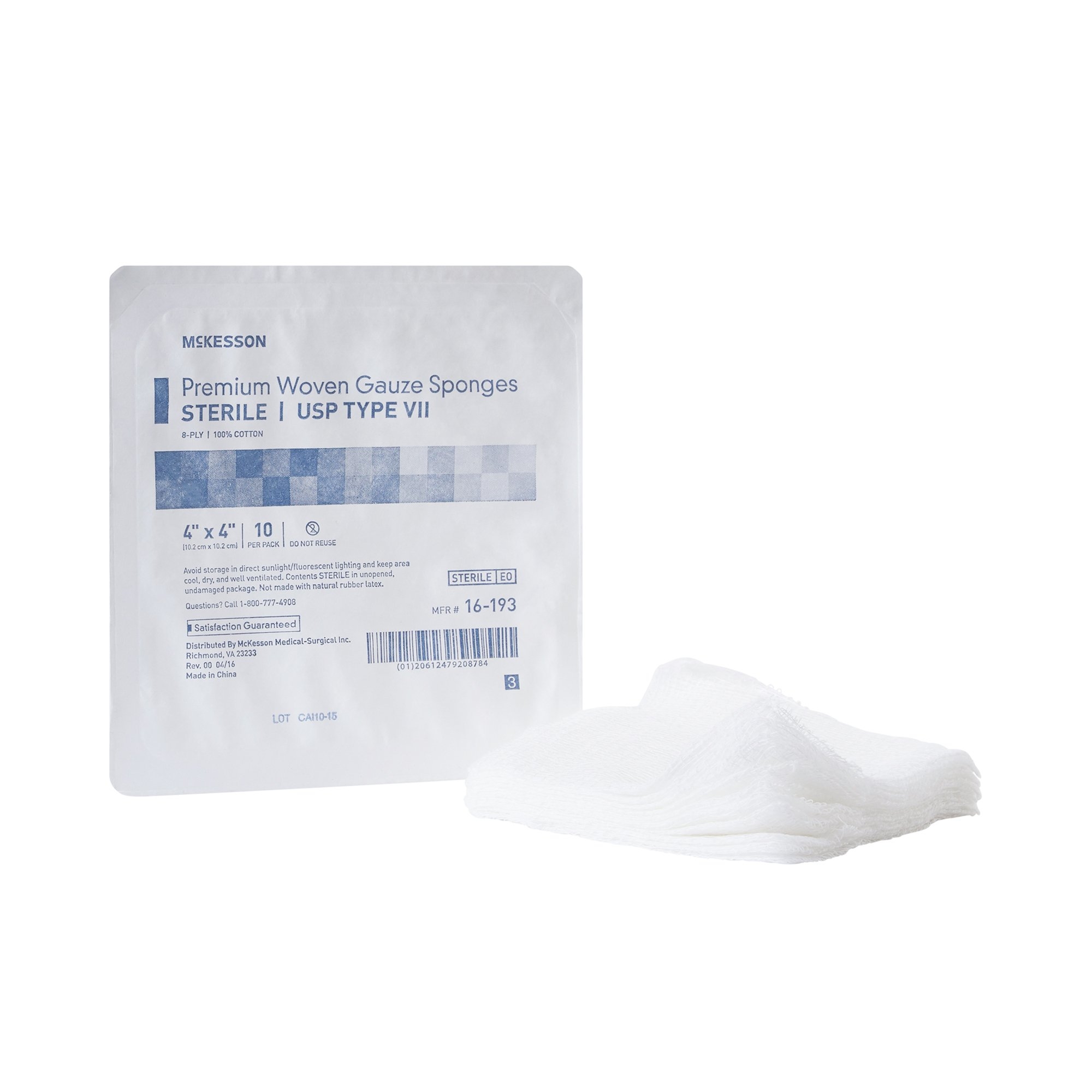 McKesson USP Type VII Gauze Sponge White Square Sterile