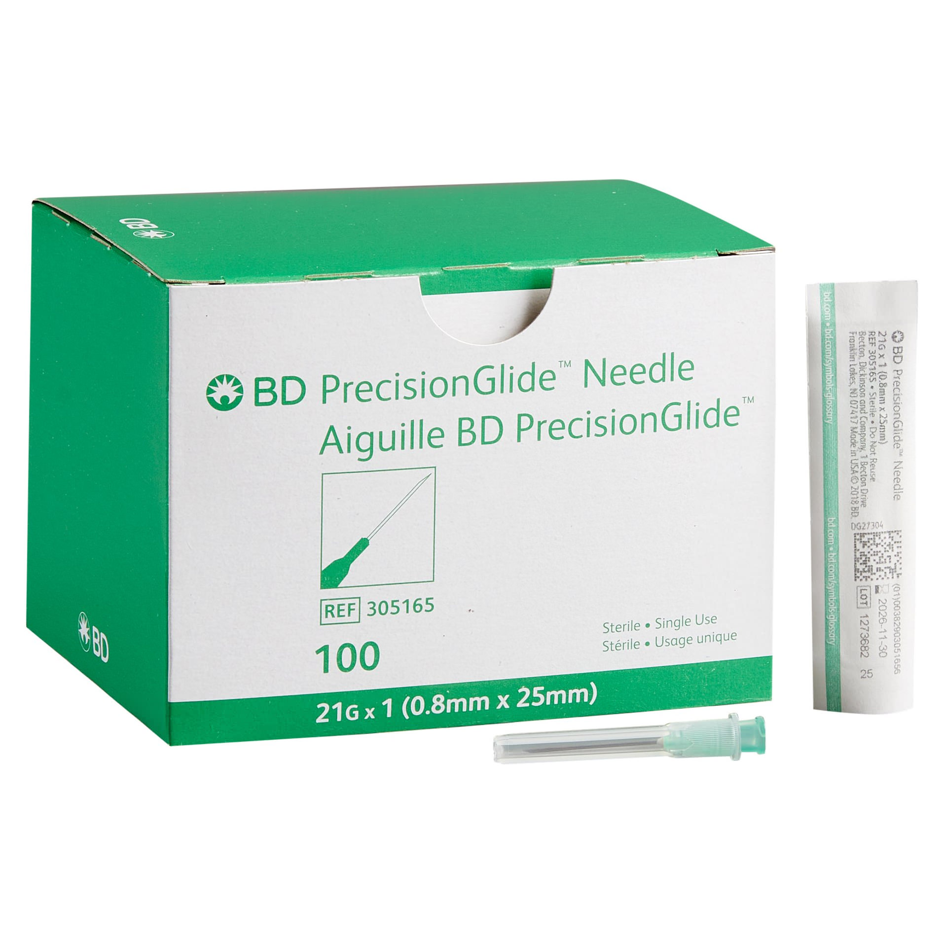 BD PrecisionGlide 23G x 1.5 Hypodermic Needle, Box of 100