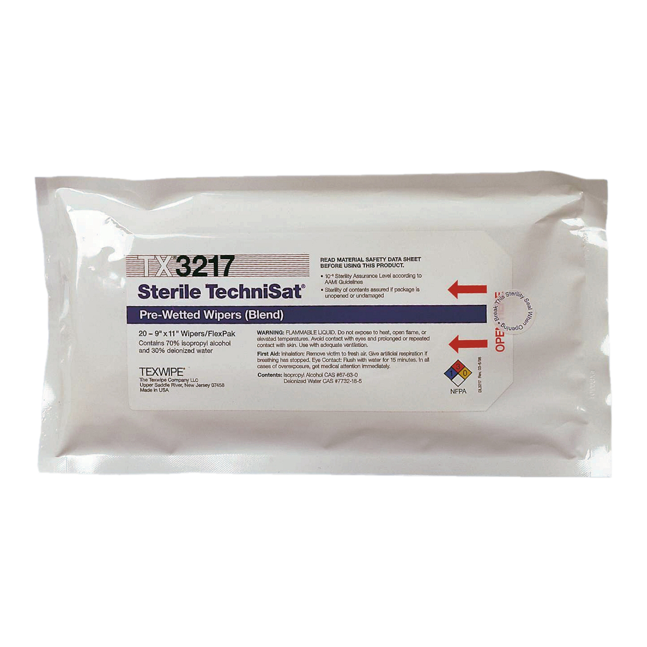 TechniSat Pre-Wetted Nonwoven Cleanroom Wipers, Sterile thumbnail 1