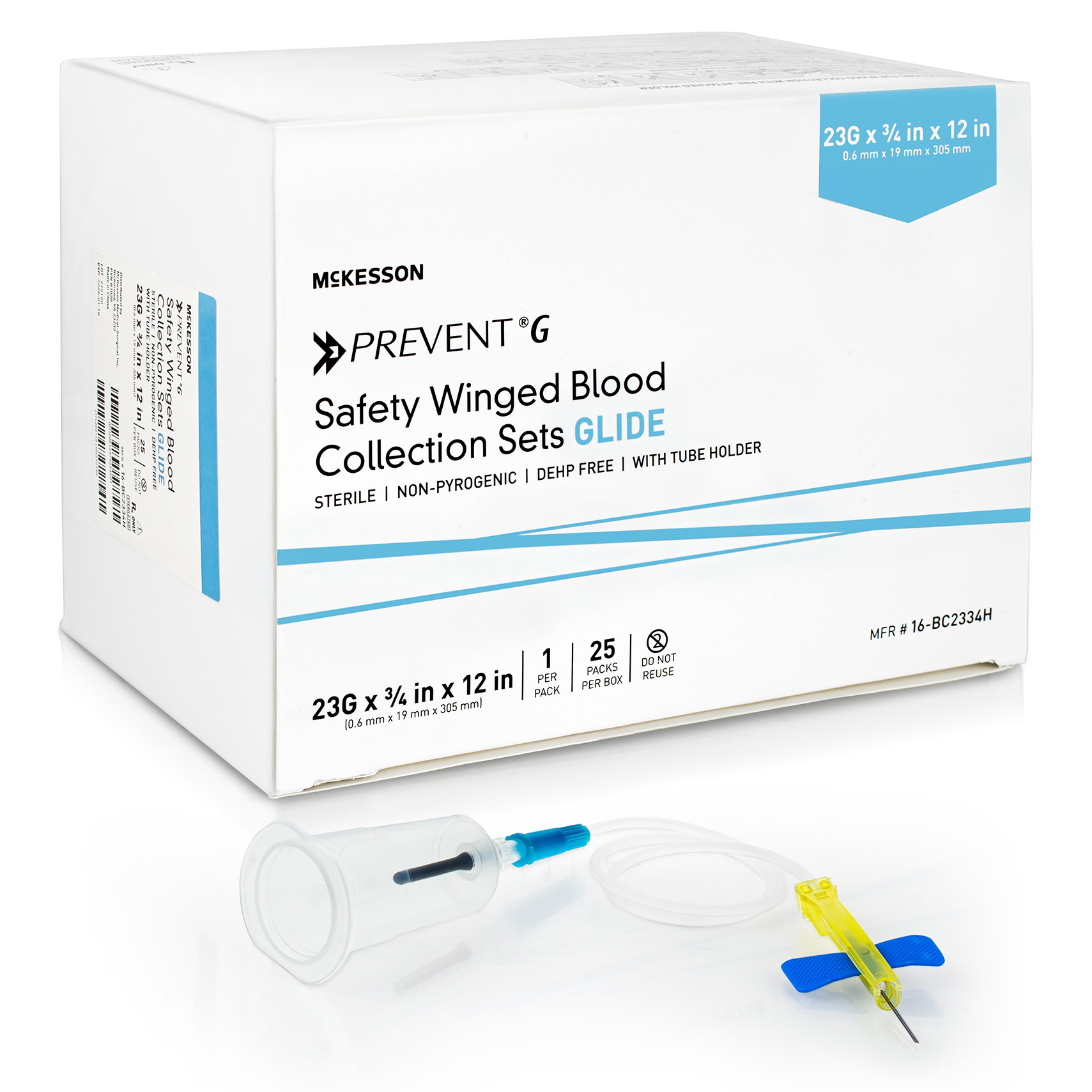 McKesson Prevent G Blood Collection Set with Holder Winged Safety Needle, Sterile - Main image