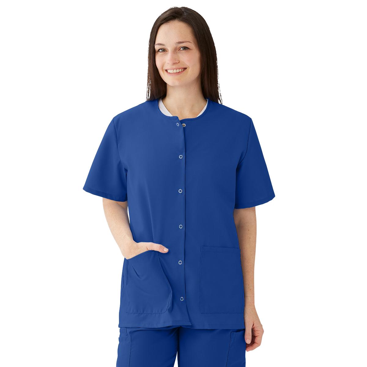 Medline Women's Snap-front Jewel-neckline Scrub Top thumbnail 1