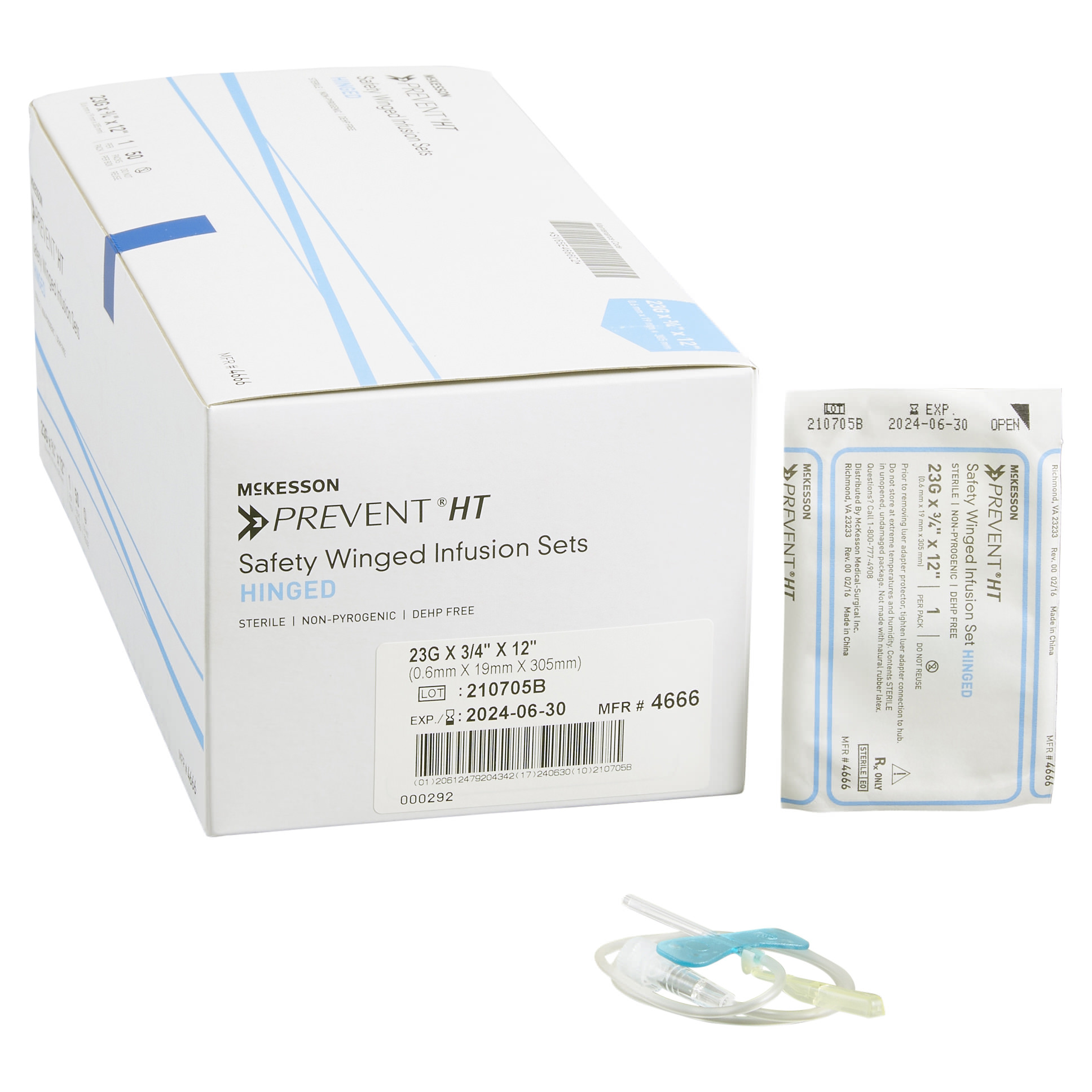 McKesson Prevent Safety Winged Infusion Set 23G 3/4 Inch