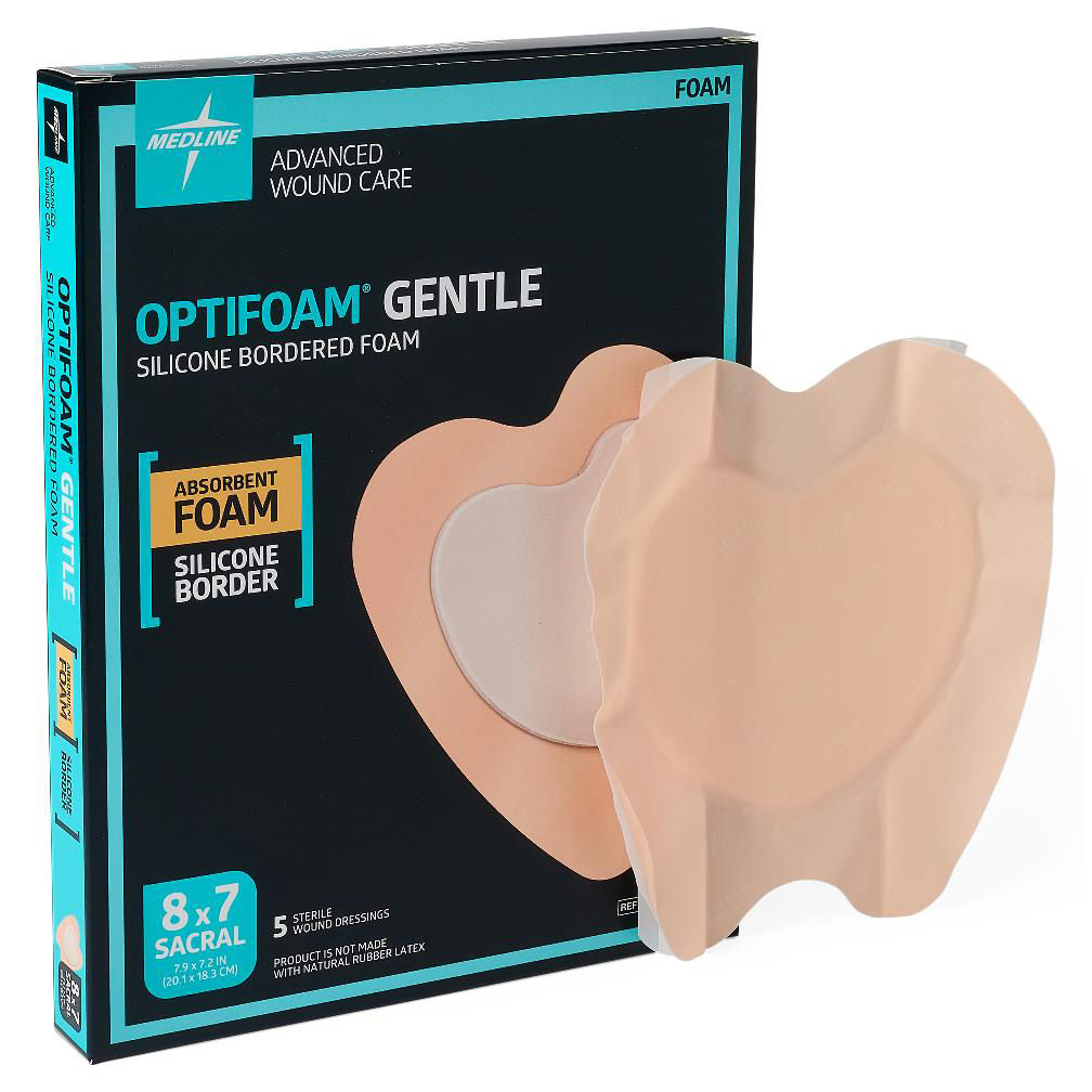 Optifoam Gentle Sacral Silicone Bordered Foam Dressing 8 x 7 Inch