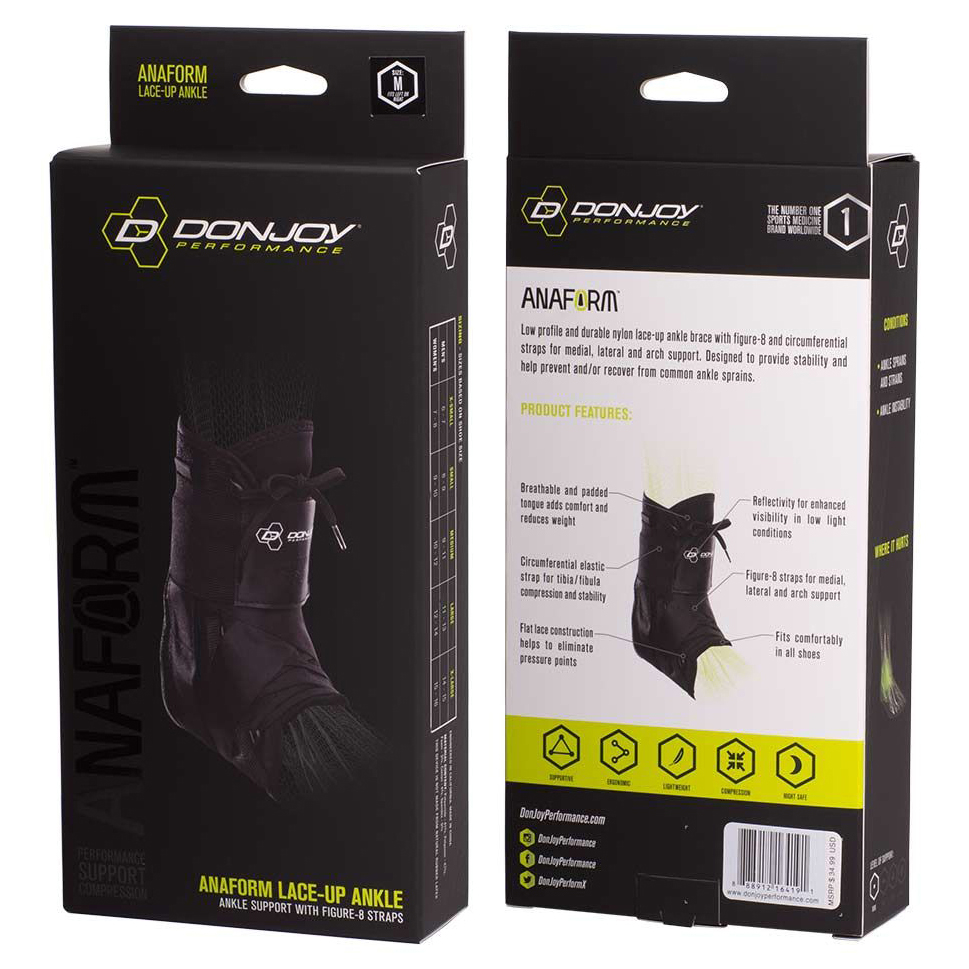 DonJoy Anaform Lace-Up Ankle Brace, Black thumbnail 5