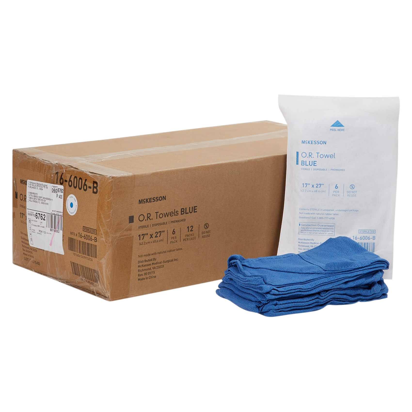 McKesson O.R. Towel Blue 17 W X 27 L Inch Sterile Disposable| 16