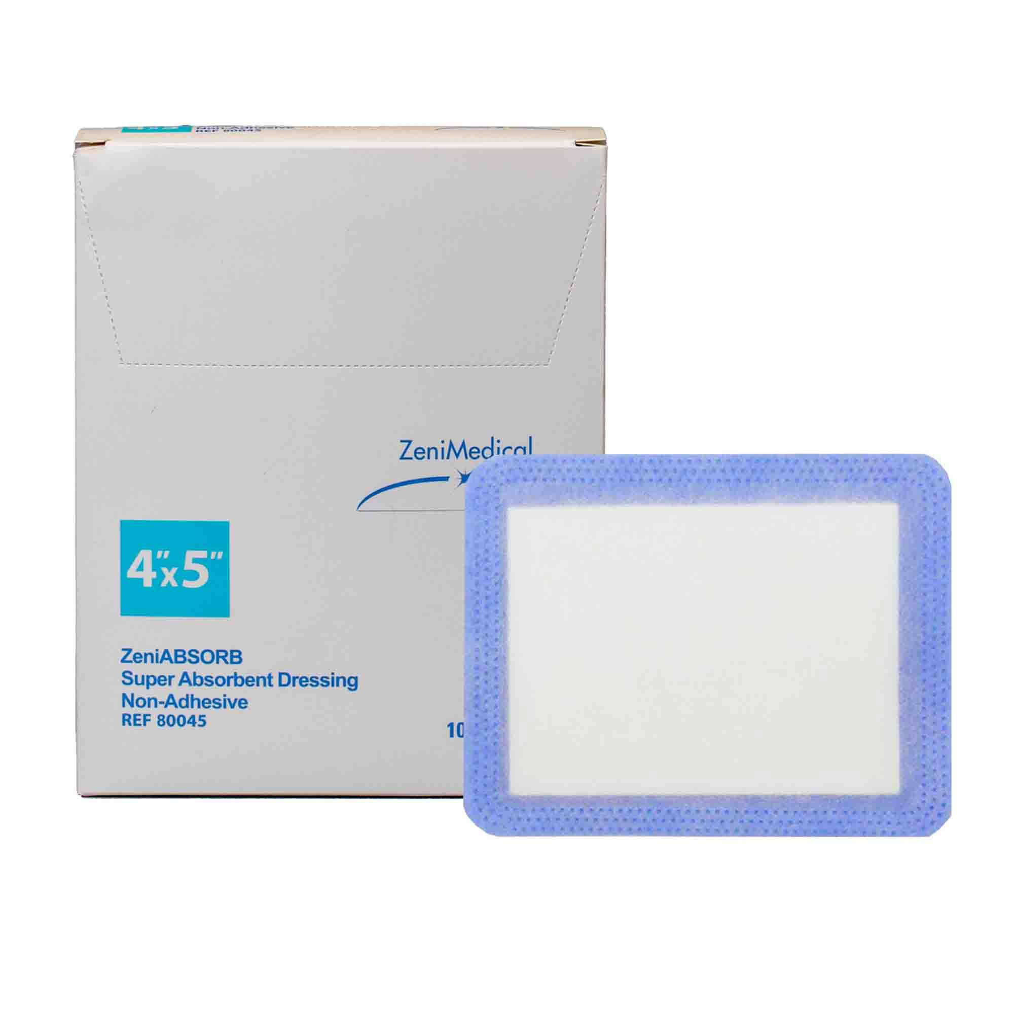 ZeniAbsorb Non-Adhesive Super Absorbent Foam Dressing 4x5 Inch